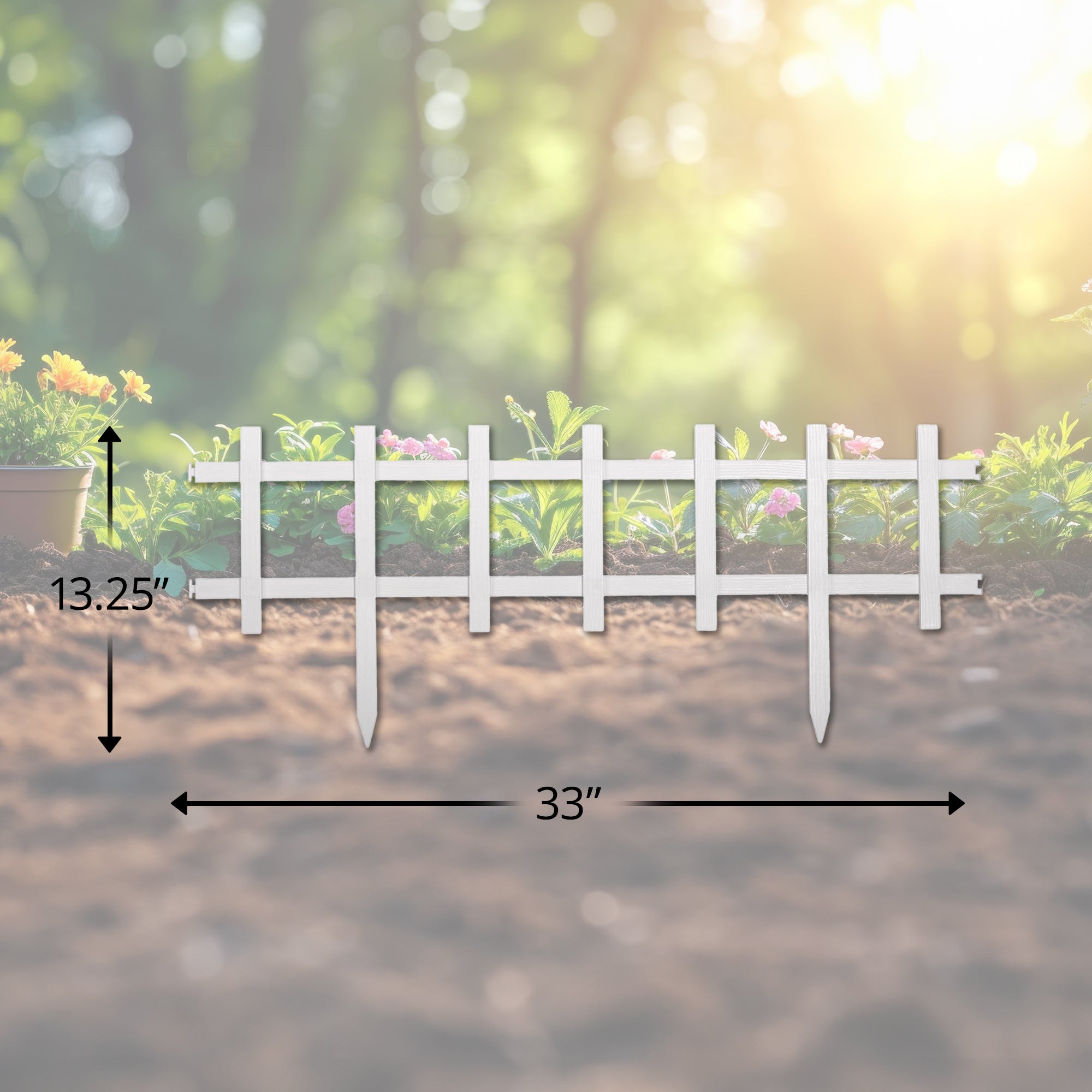Suncast Cape Cod Styling Long Border Fence w/ Interlocking Tabs, White (4 Pack) - VMInnovations