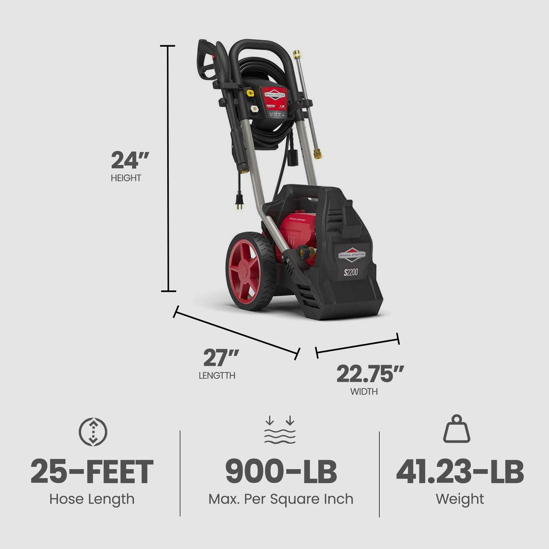 Briggs & Stratton 2200 Max PSI/1.2 Max GPM Electric Pressure Washer w/25 ft Hose - VMInnovations