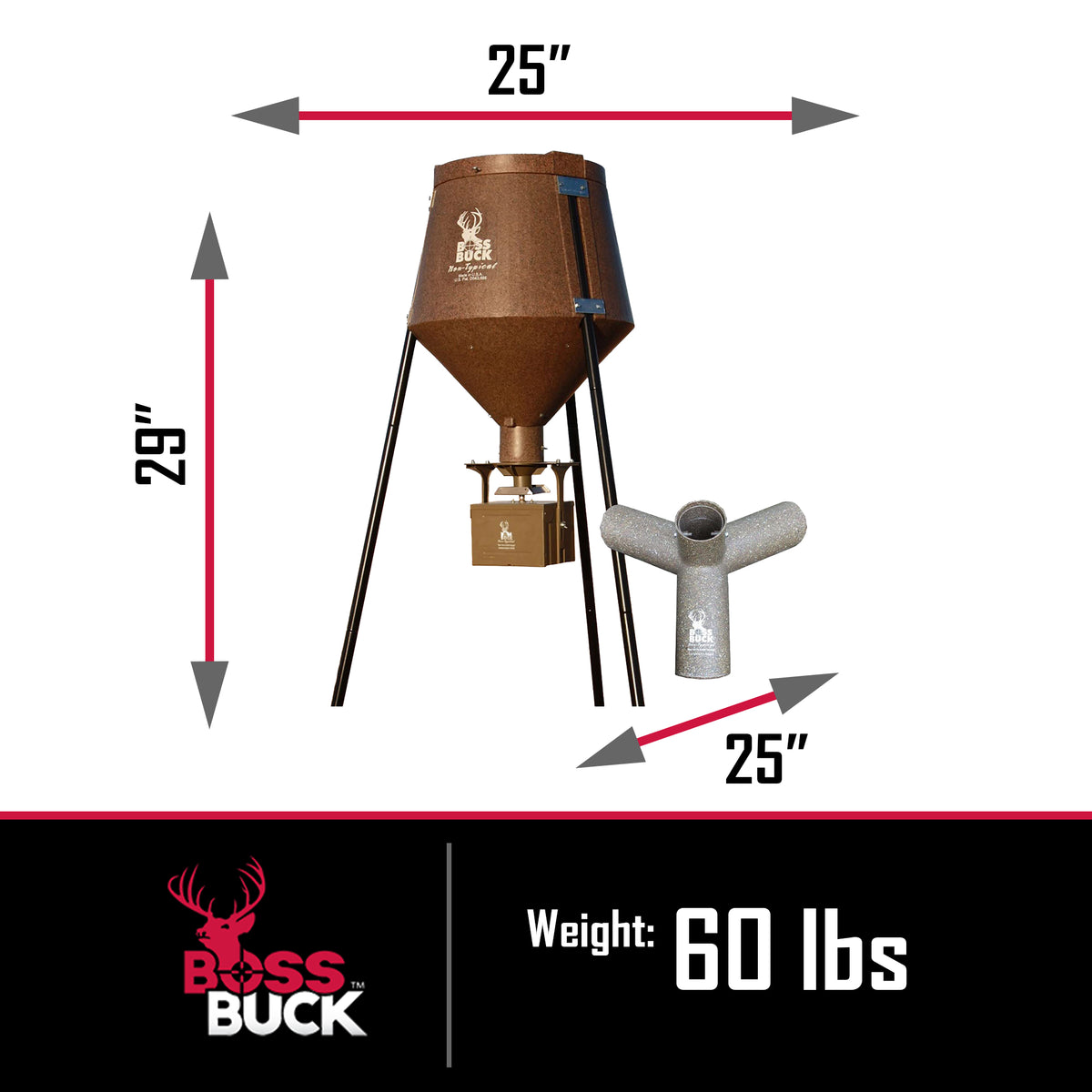 Boss Buck Texas 2 Step 200lbs Drum Gravity Spin Tripod Wildlife Feeder(Open Box) - VMInnovations