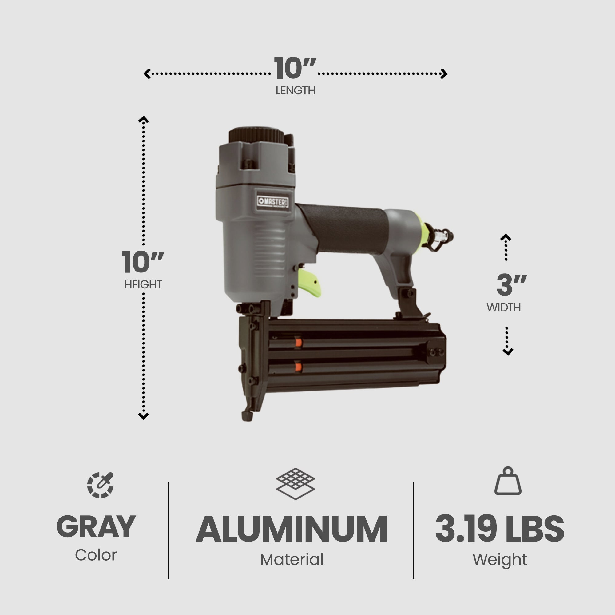 Master Mechanic Pneumatic18G Lightweight Die Cast Aluminum Brad Nailer(Open Box)