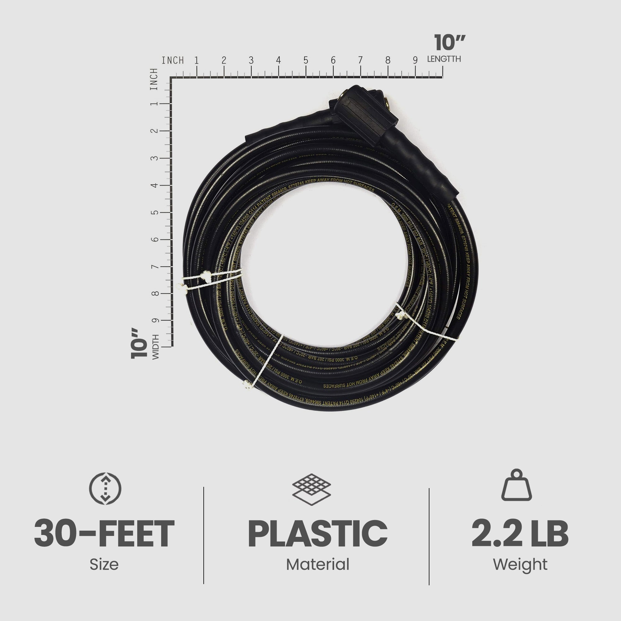 Briggs & Stratton 30 Ft x 1/4 Inch Pressure Washer Hose with Dual O-Ring Sealing