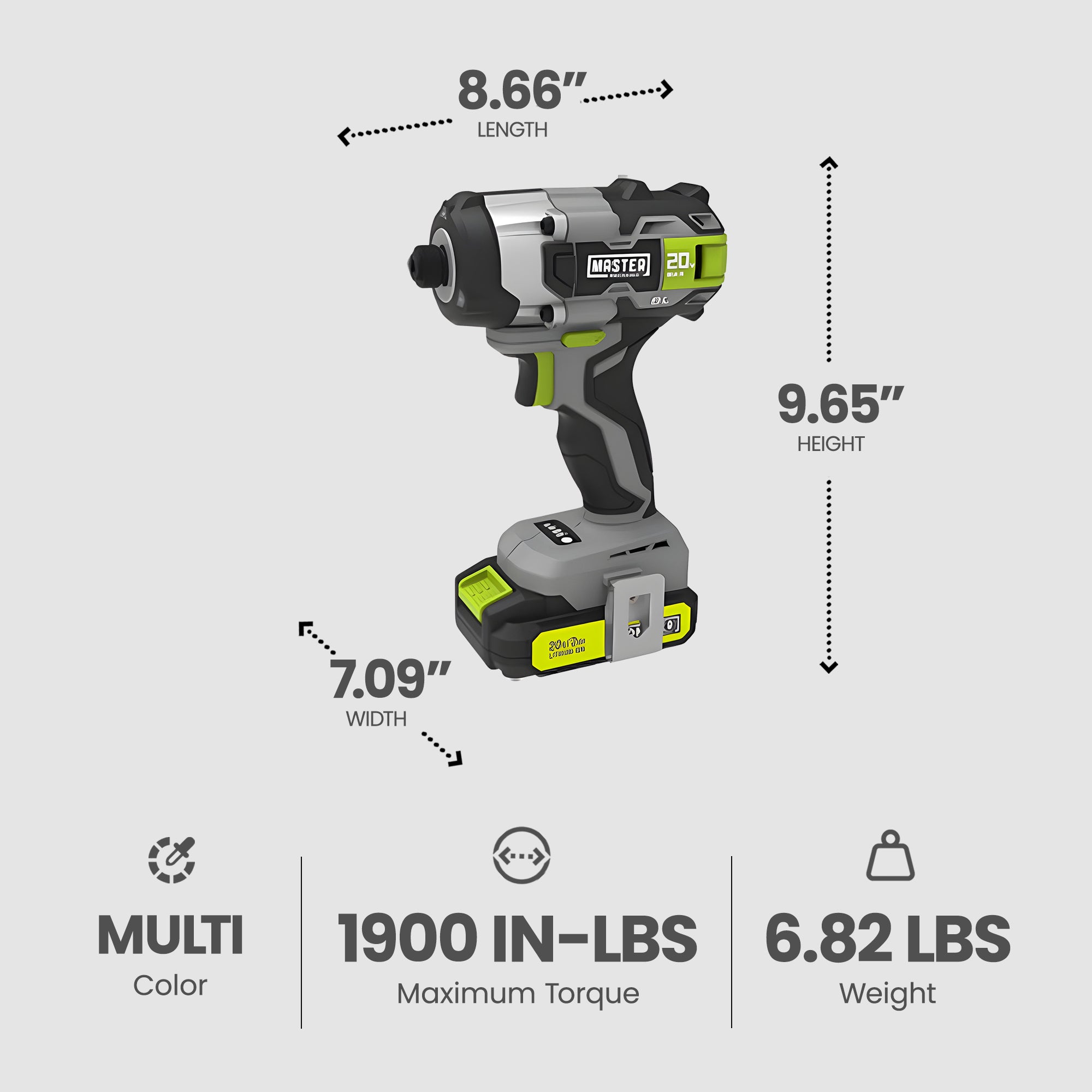 Master Mechanic 20 Volt Compact Cordless Impact Driver Kit with Brushless Motor - VMInnovations