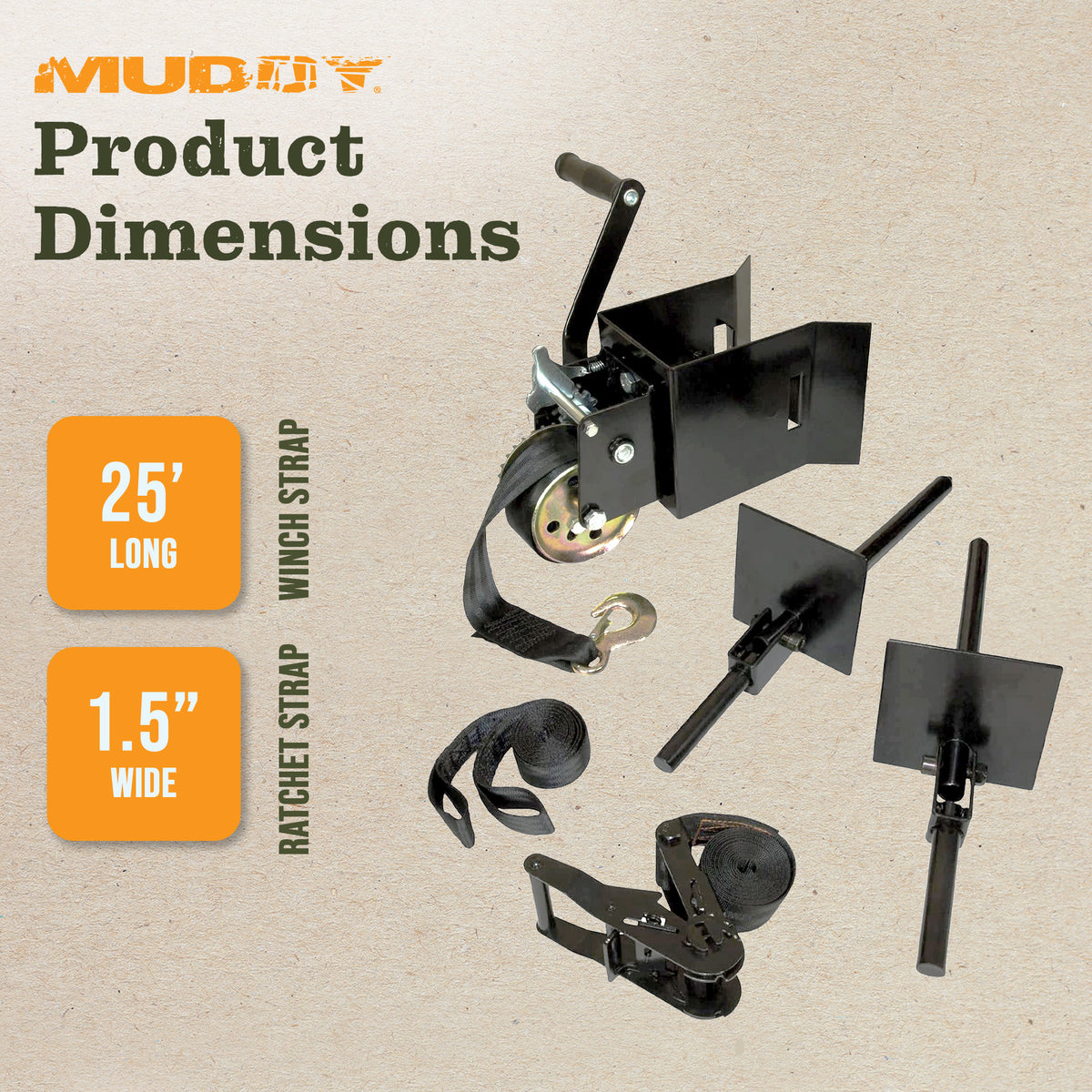 Muddy Ladderstand Tree Stand Installation Hoist with 25' Winch Strap (Open Box)
