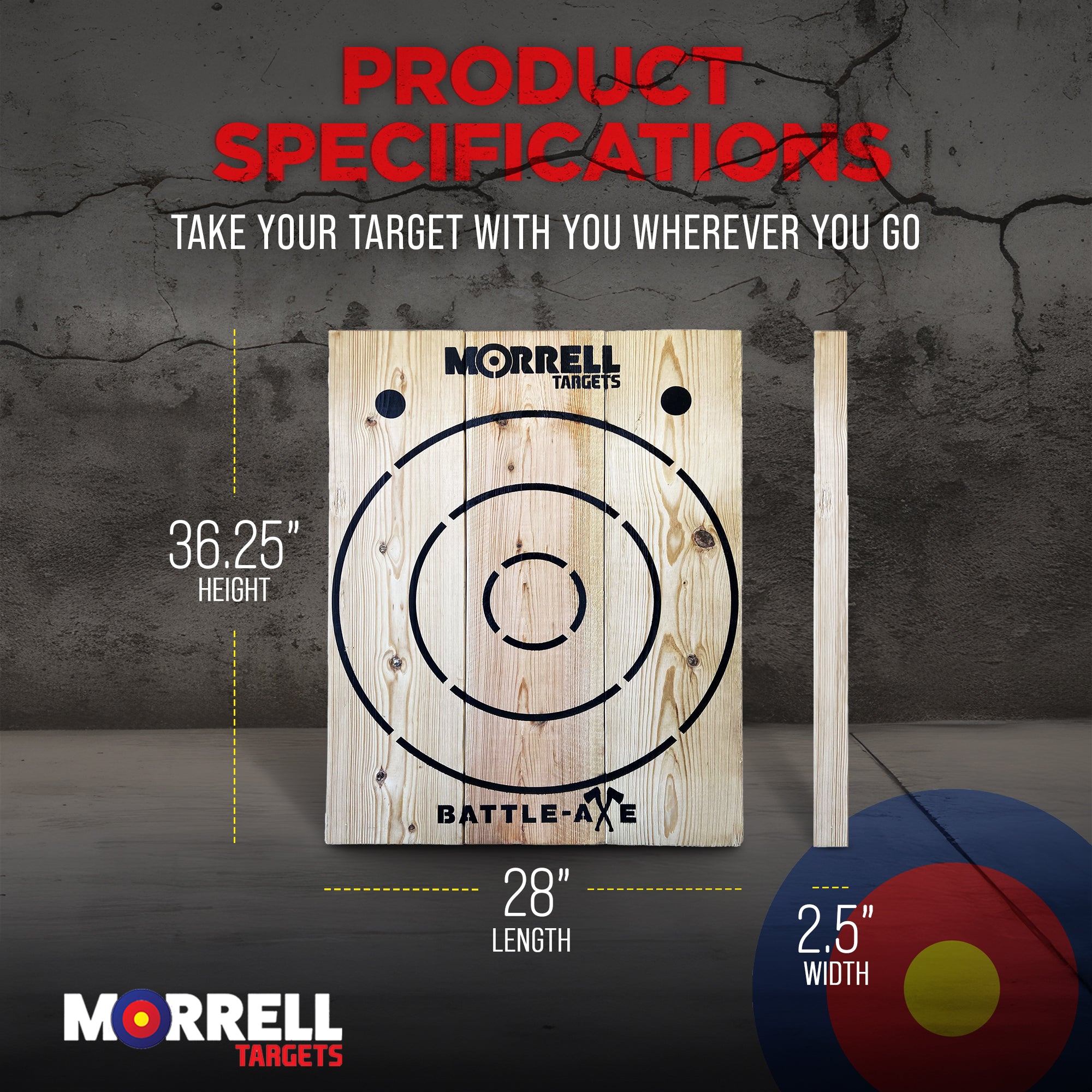 Morrell Targets Battle Axe Single Wood Throwing Hatchet Target Board (Open Box) - VMInnovations