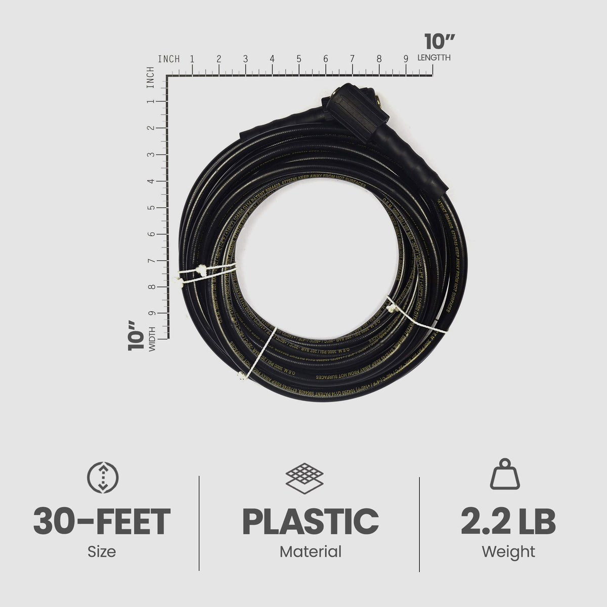 Briggs & Stratton 30 Ft x 1/4 Inch Pressure Washer Hose with Dual O-Ring Sealing