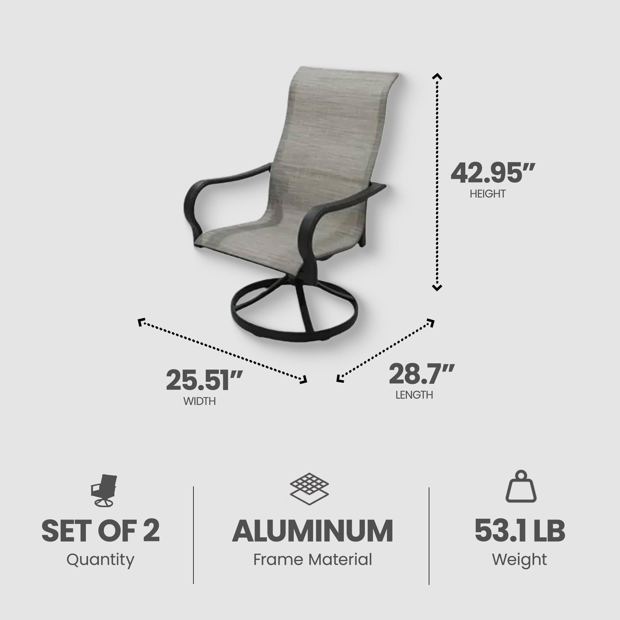 Four Season Courtyard Palermo Sling Swivel Rocker Outdoor Lounge Chair, 2 Pack - VMInnovations