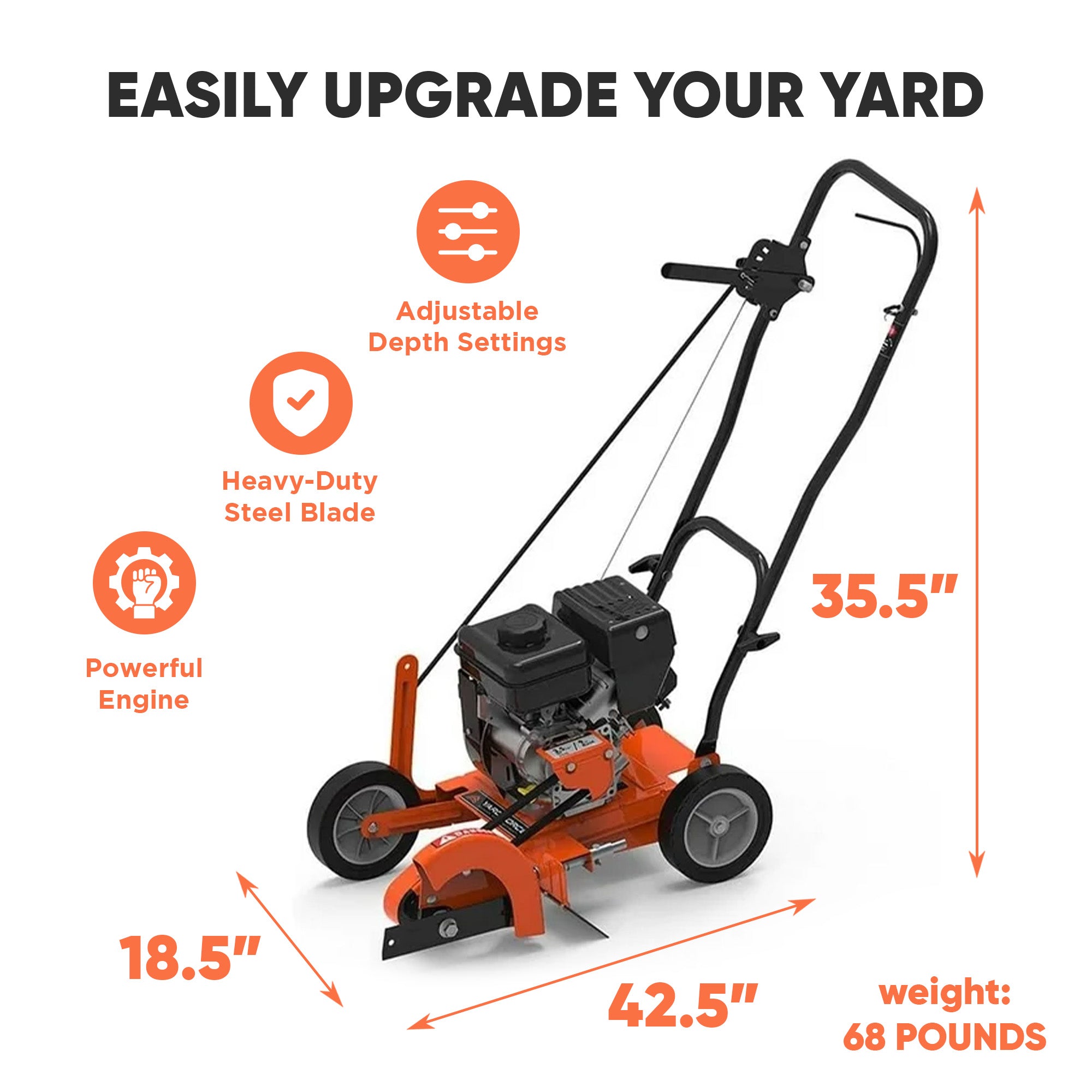 Yard Force 9 Inch 79cc Gas Powered Landscape Edger with Included Extra Blade