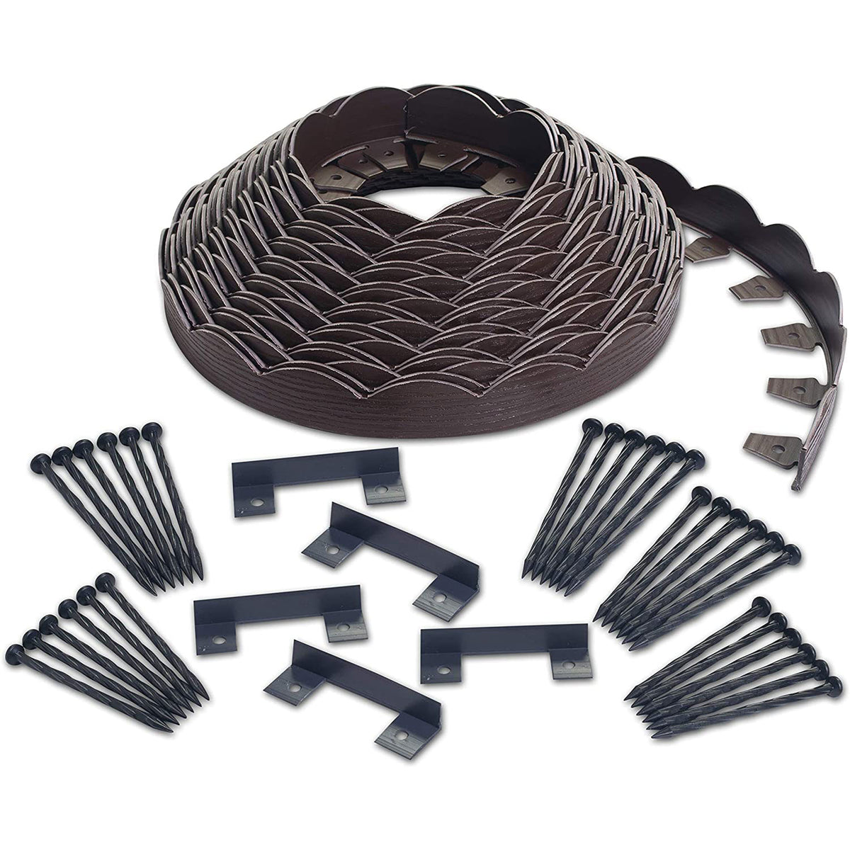 Dimex Scalloped Top No Dig 100 Foot Garden Landscape Edging, Brown (Open Box)