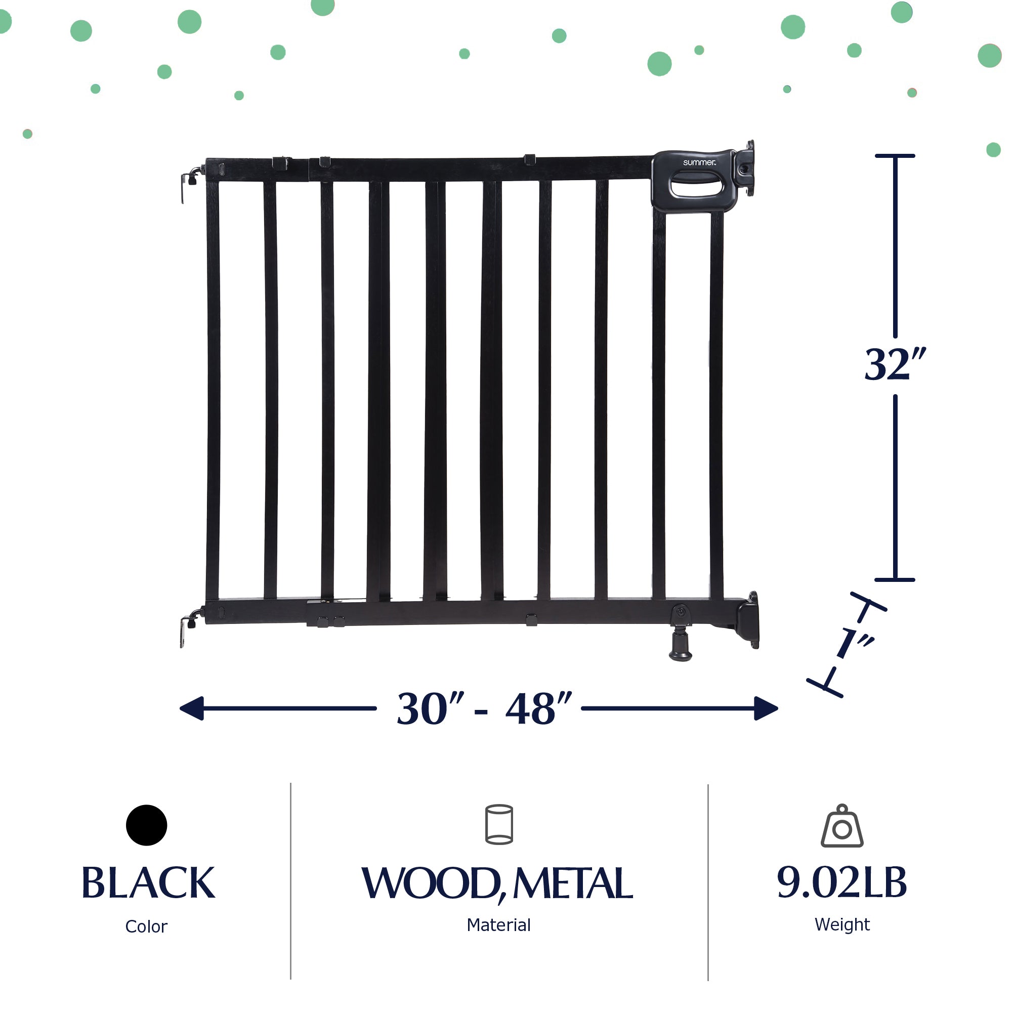 Ingenuity 32 Inch Summer Infant Deluxe Stairway Safety Pet and Baby Gate, Black - VMInnovations