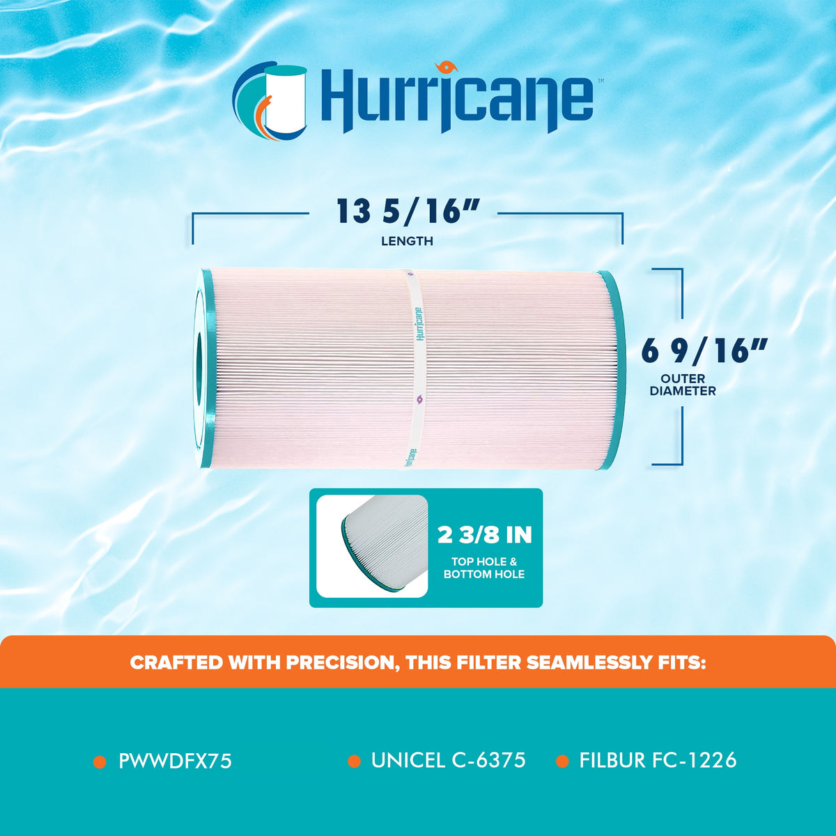 Hurricane Advanced Spa Filter Cartridge for PWWDFX75, C-6375 and FC-1226, 2 Pack