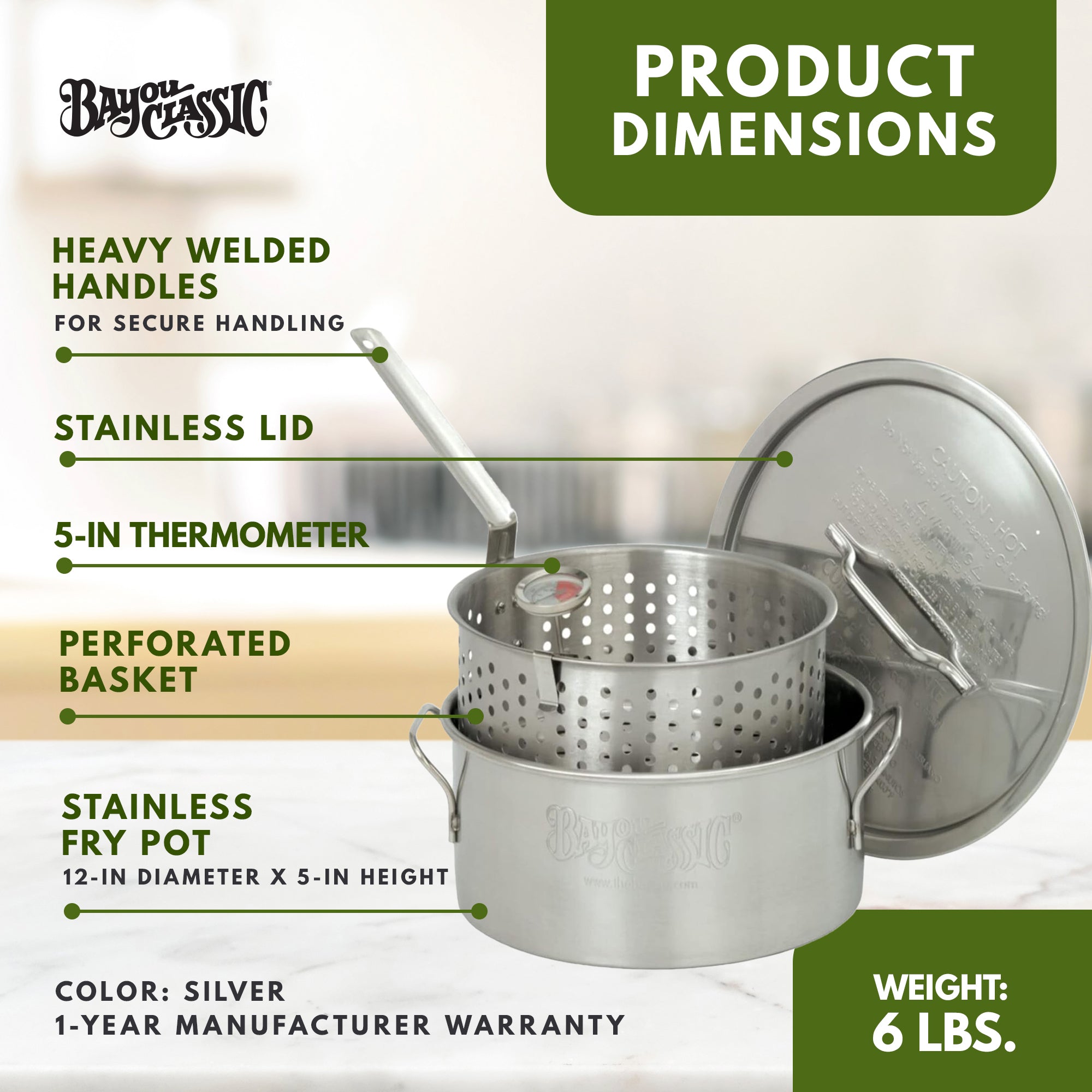 Bayou Classic 10 Quart Stainless Steel Fry Pot w/Perforated Basket(For Parts) - VMInnovations