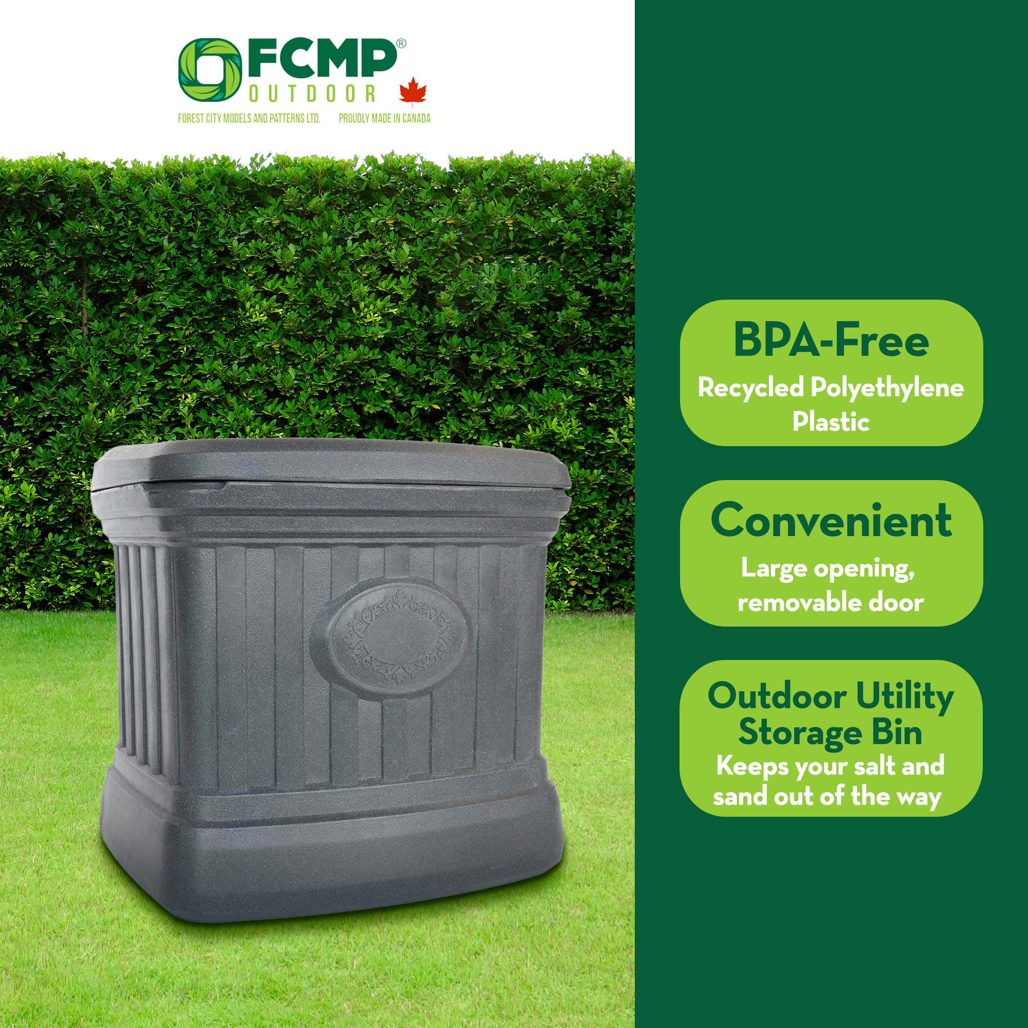 FCMP Outdoor SB120-GRY-S 26 Gallon Outdoor Utility Storage Bin Container, Gray - VMInnovations