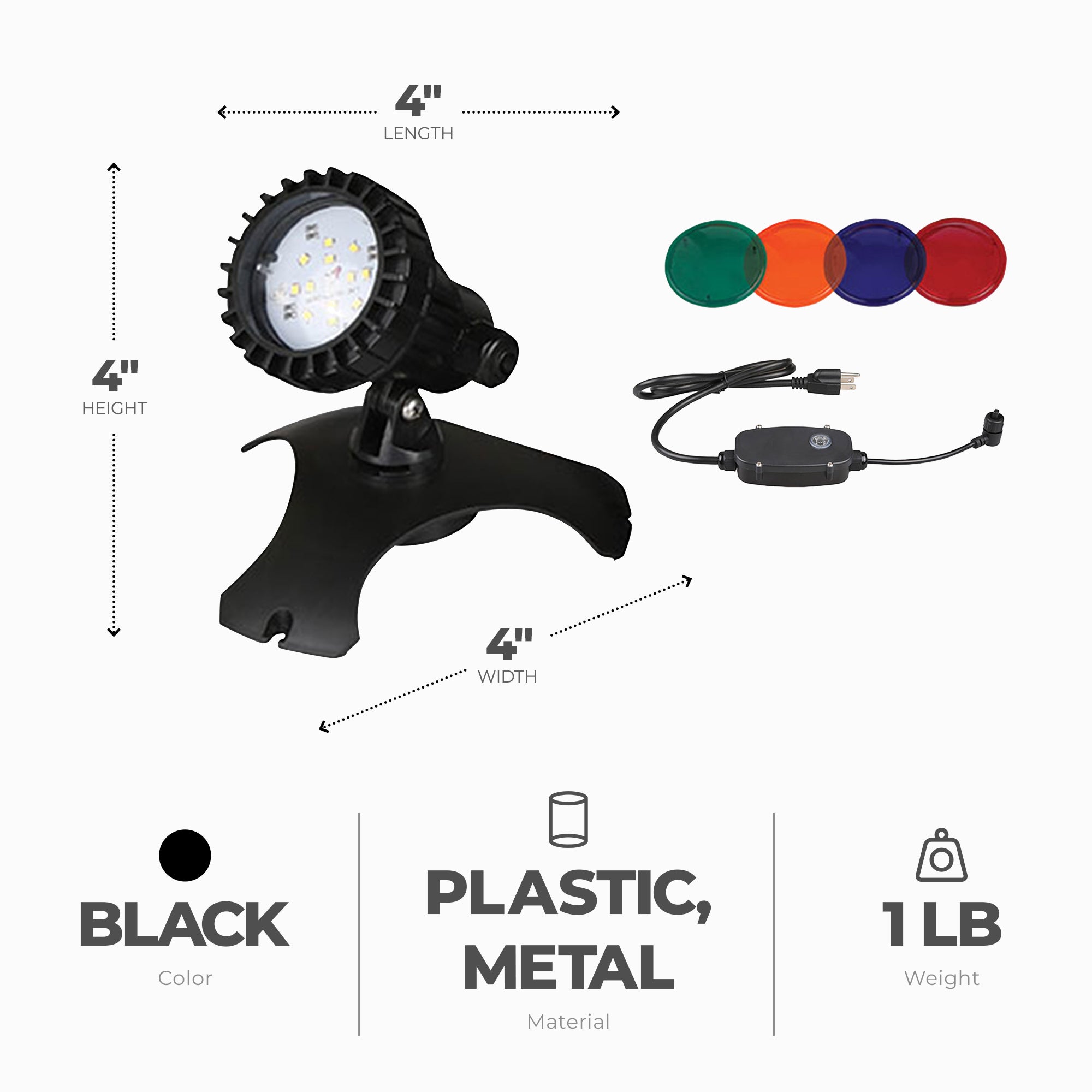 Pondmaster 2.0w LED Fountain Landscape Light with Transformer & 4 Colored Discs