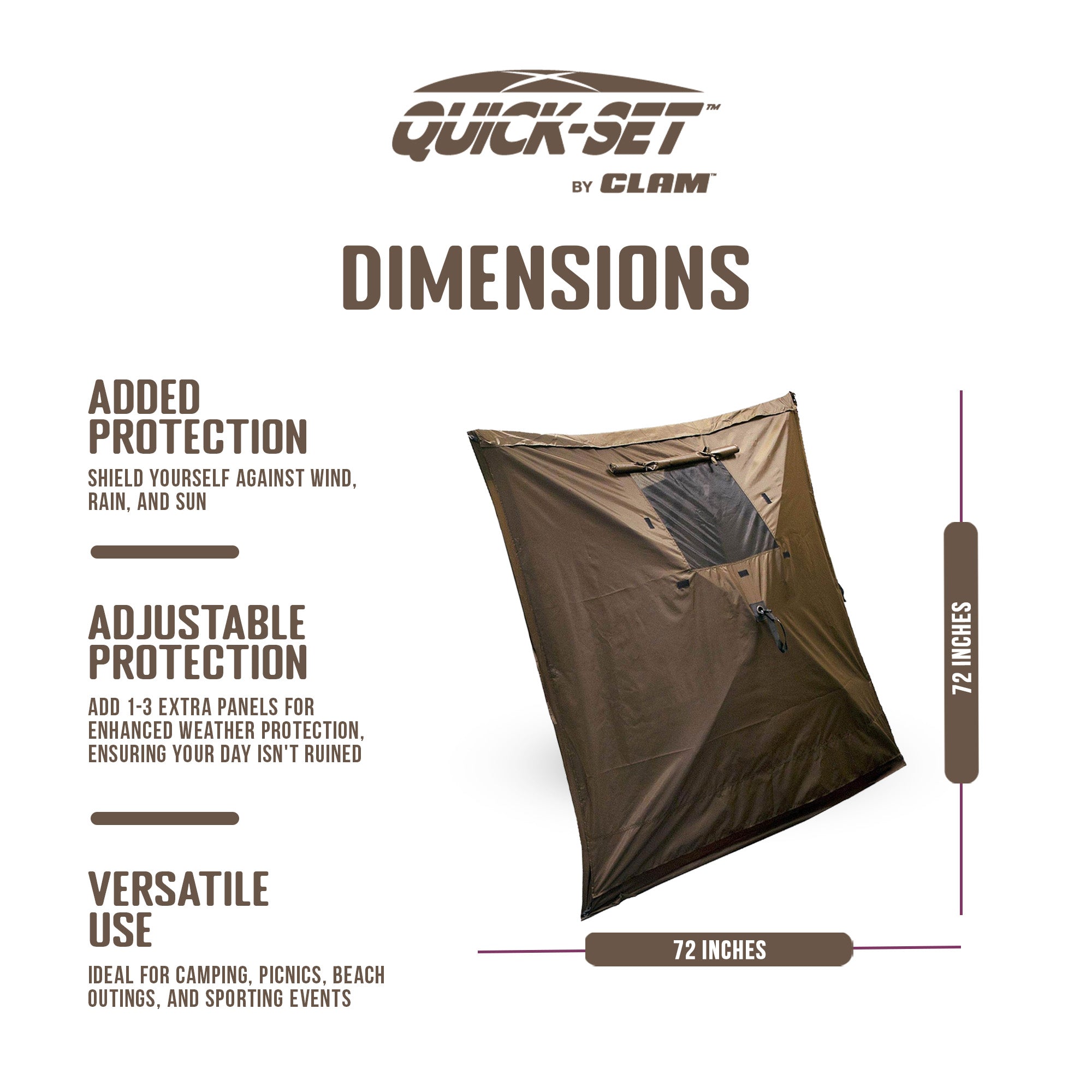 Quick-Set Brown Fabric Wind & Sun Panels Accessory Only (3 Pack) (Used) - VMInnovations