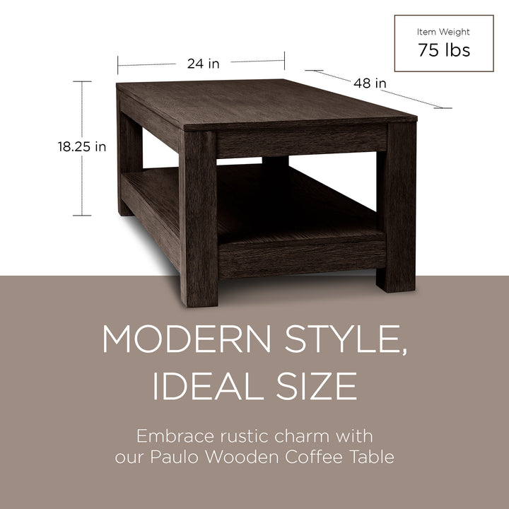 Maven Lane Paulo Wooden Coffee Table in Weathered Brown Finish (For Parts) - VMInnovations