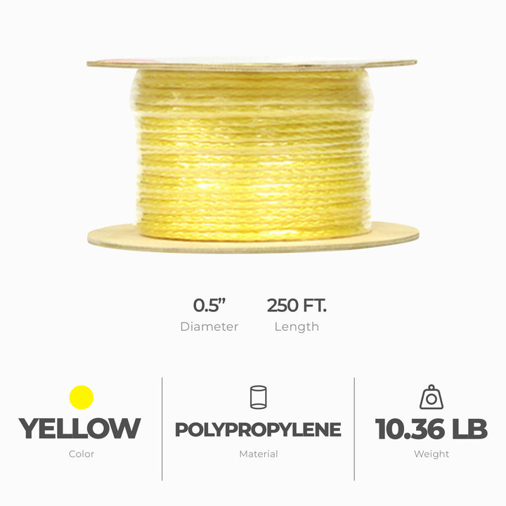 Richelieu Polypropylene Braided Rope for Tools and Home Improvement, Yellow - VMInnovations