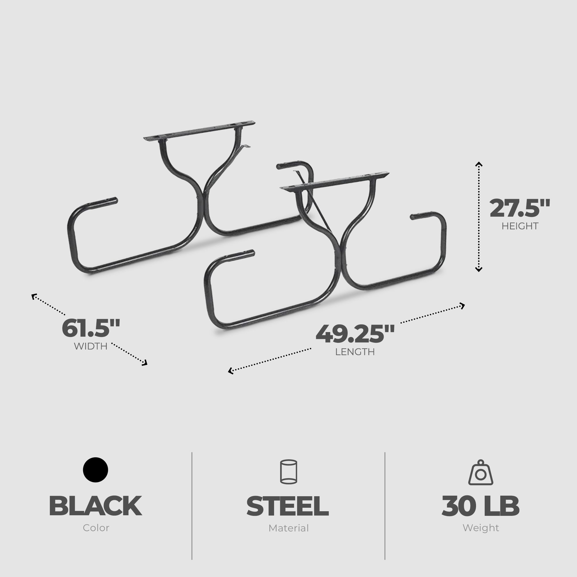 Jack Post Fiesta Charm DIY Steel Frame for Wooden Picnic Table, Black (Open Box) - VMInnovations