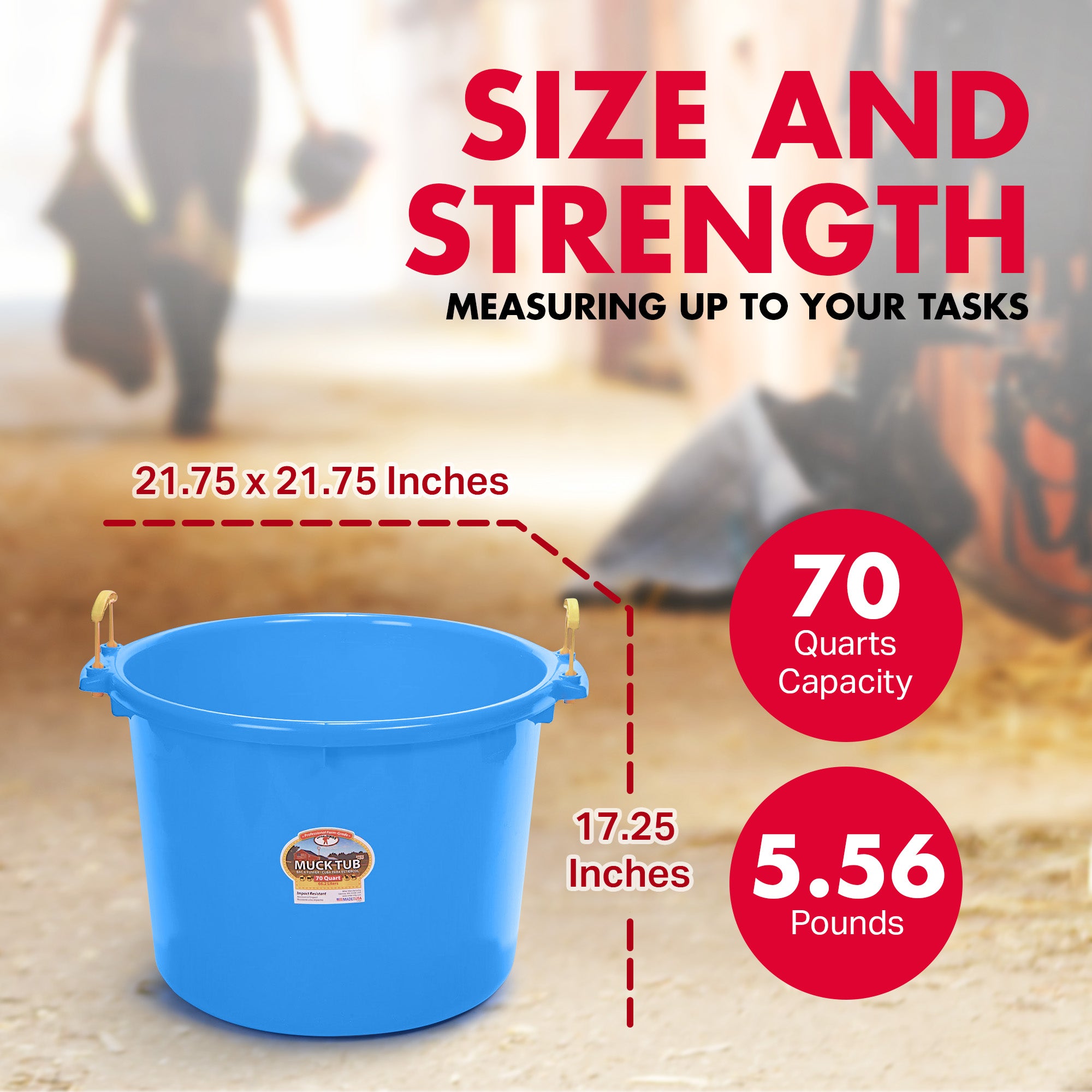 Little Giant 70 Quart Durable and Versatile Utility Muck Tub w/Handles, Berry - VMInnovations