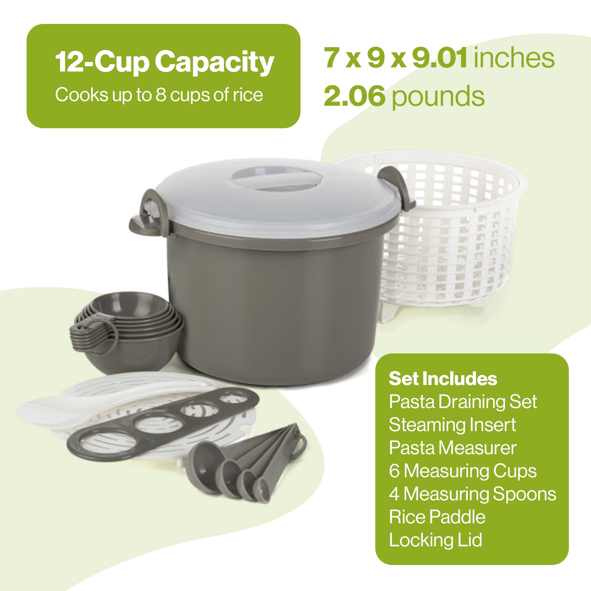 Prep Solutions 17Piece Set Microwaveable Rice & Pasta Cooker w/Locking Lid(Used) - VMInnovations