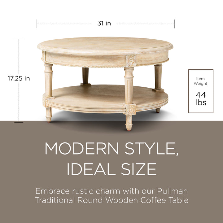 Maven Lane Traditional Wooden Coffee Table, Antiqued White Finish (For Parts) - VMInnovations