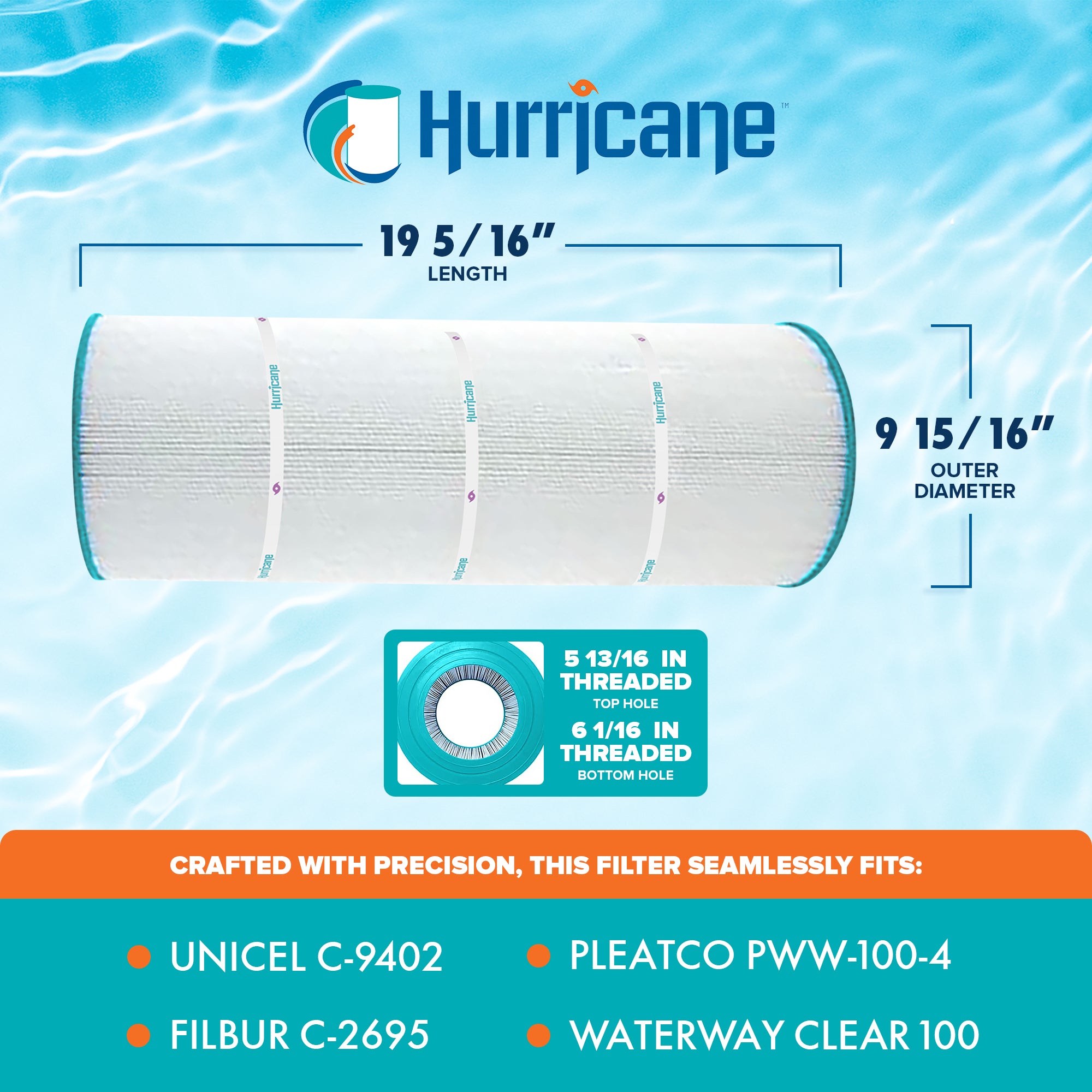 Hurricane 3 Pack HF9402-01 Advanced Pool and Spa Filter Cartridge Replacement