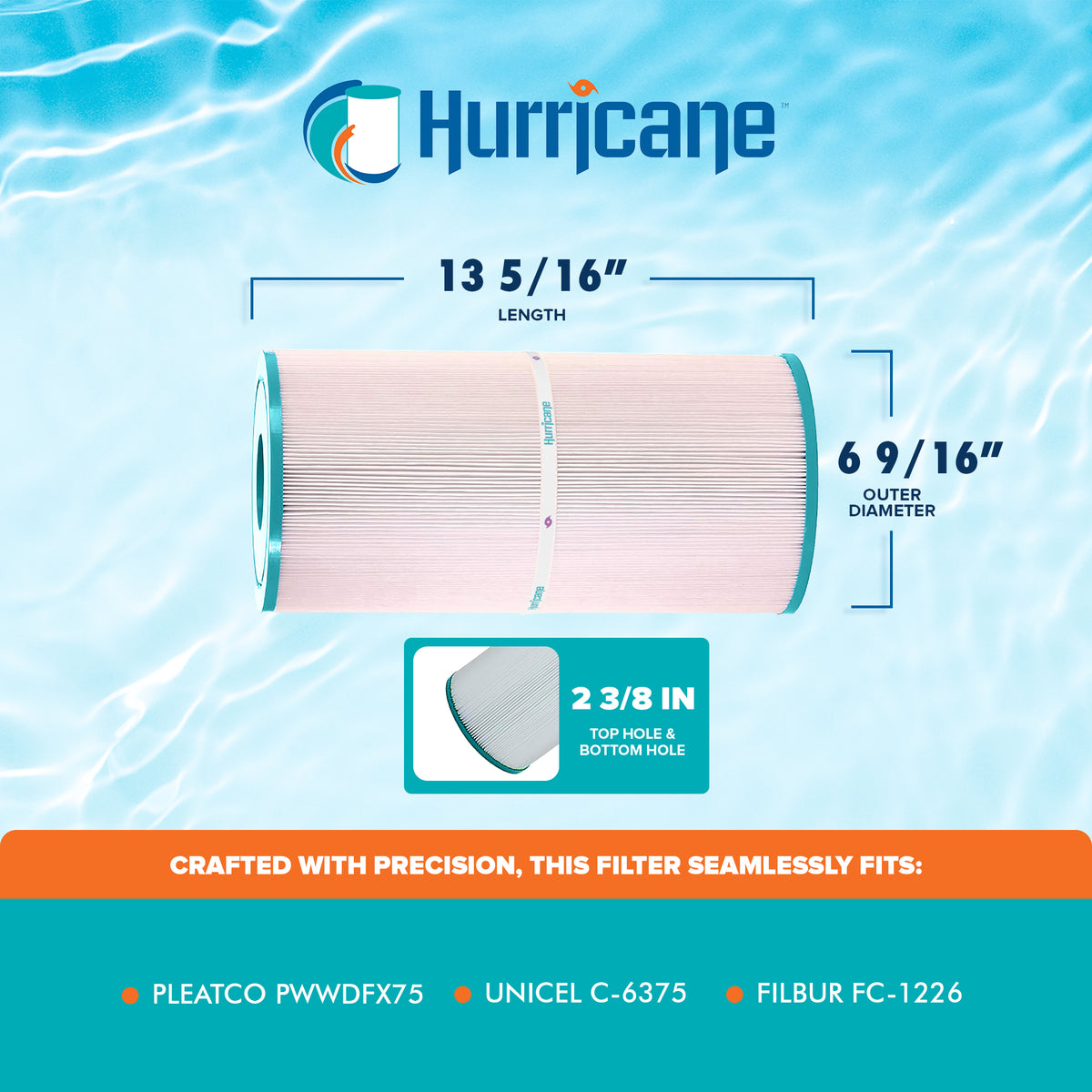 Hurricane Advanced Spa Filter Cartridge for PWWDFX75, C-6375 and FC-1226, 3 Pack