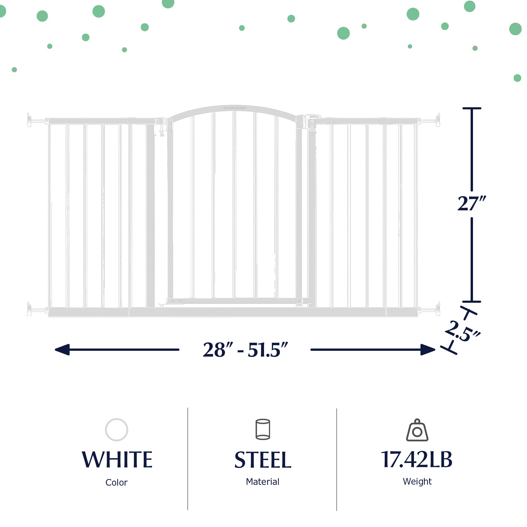 Ingenuity Ozzy & Kazoo 27” Tall Walk Through Dog Gate For Doorway or Stairway - VMInnovations