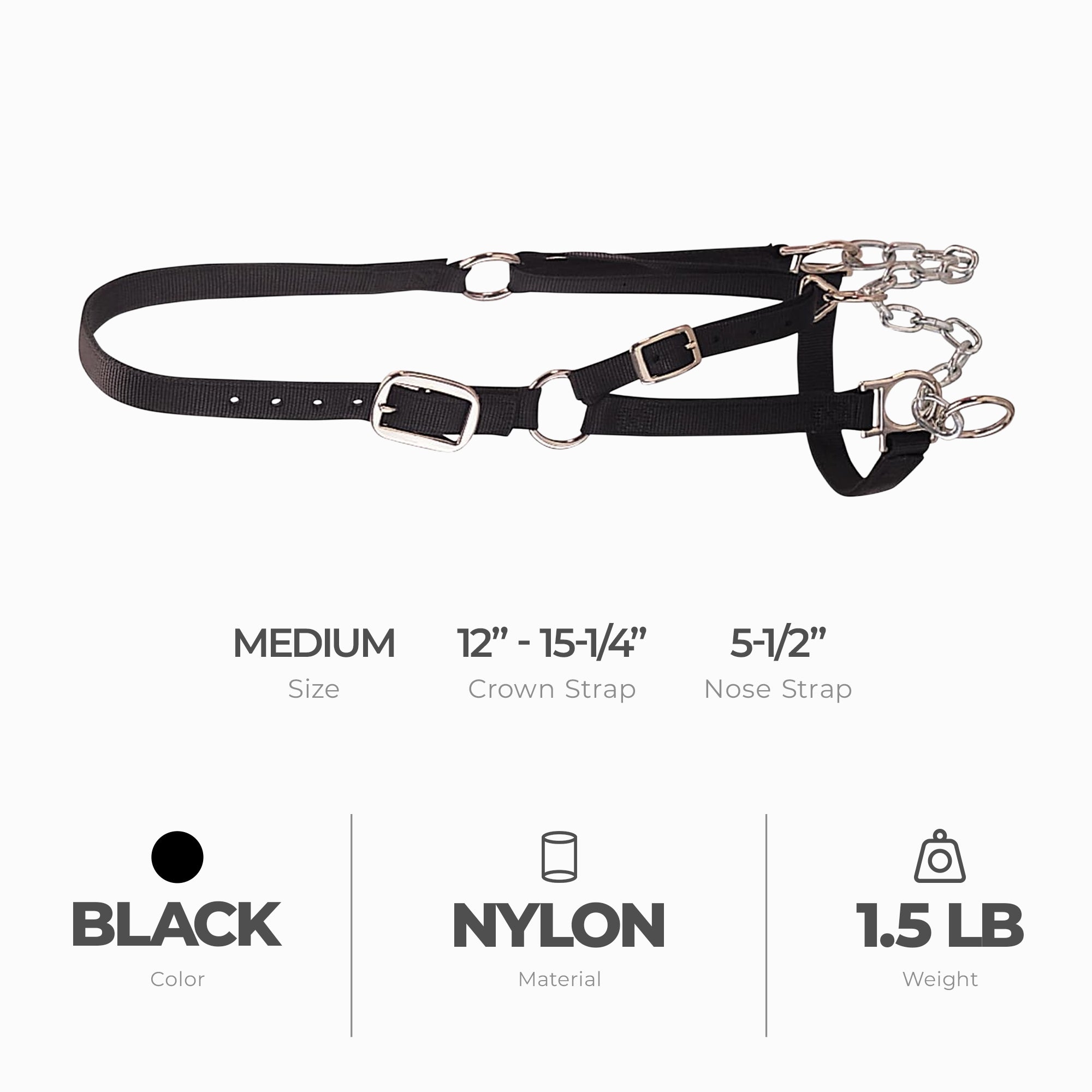 Weaver Leather Medium Cattle Halter with Double Stitched Nylon and Chin Choker - VMInnovations