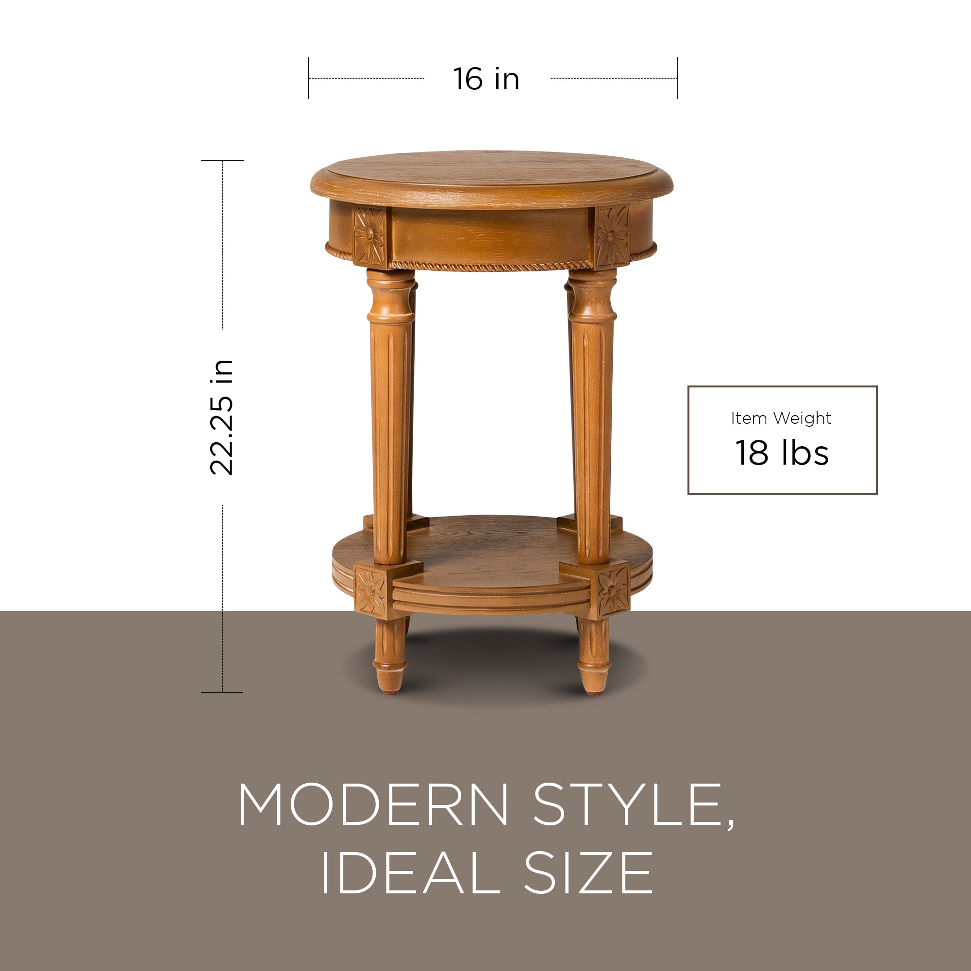 Maven Lane Pullman Traditional Wooden Side Table, Antiqued Natural Finish (Used) - VMInnovations
