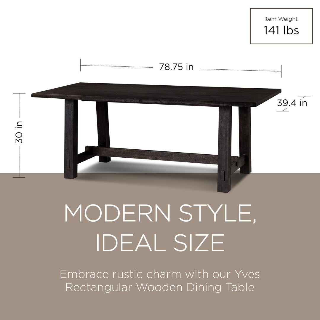 Maven Lane Yves Rectangular Wooden Dining Table in Weathered Black Finish - VMInnovations