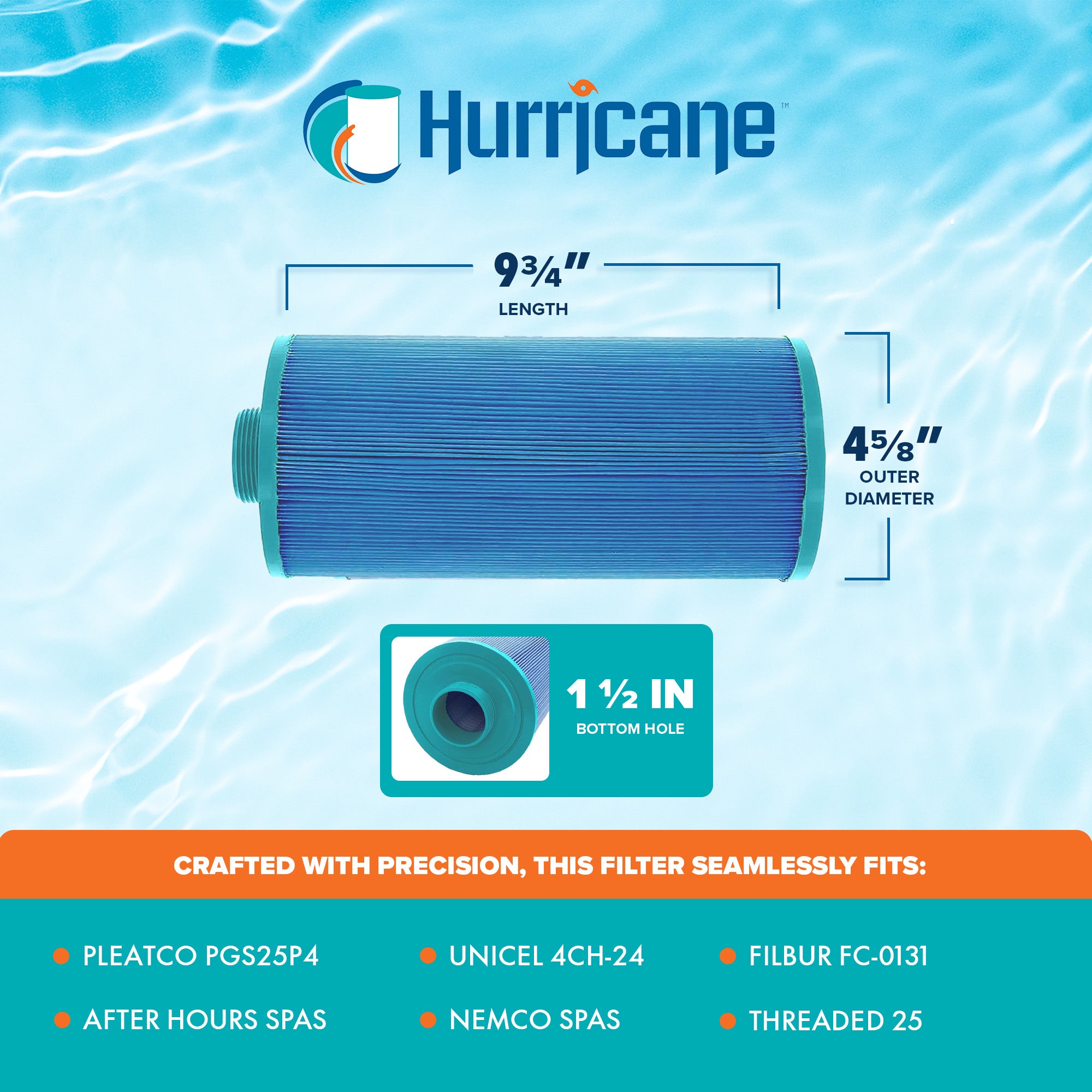 Hurricane HF4H24 Elite Aseptic Spa Filter Cartridge for PGS25P4 & Unicel 4CH-24