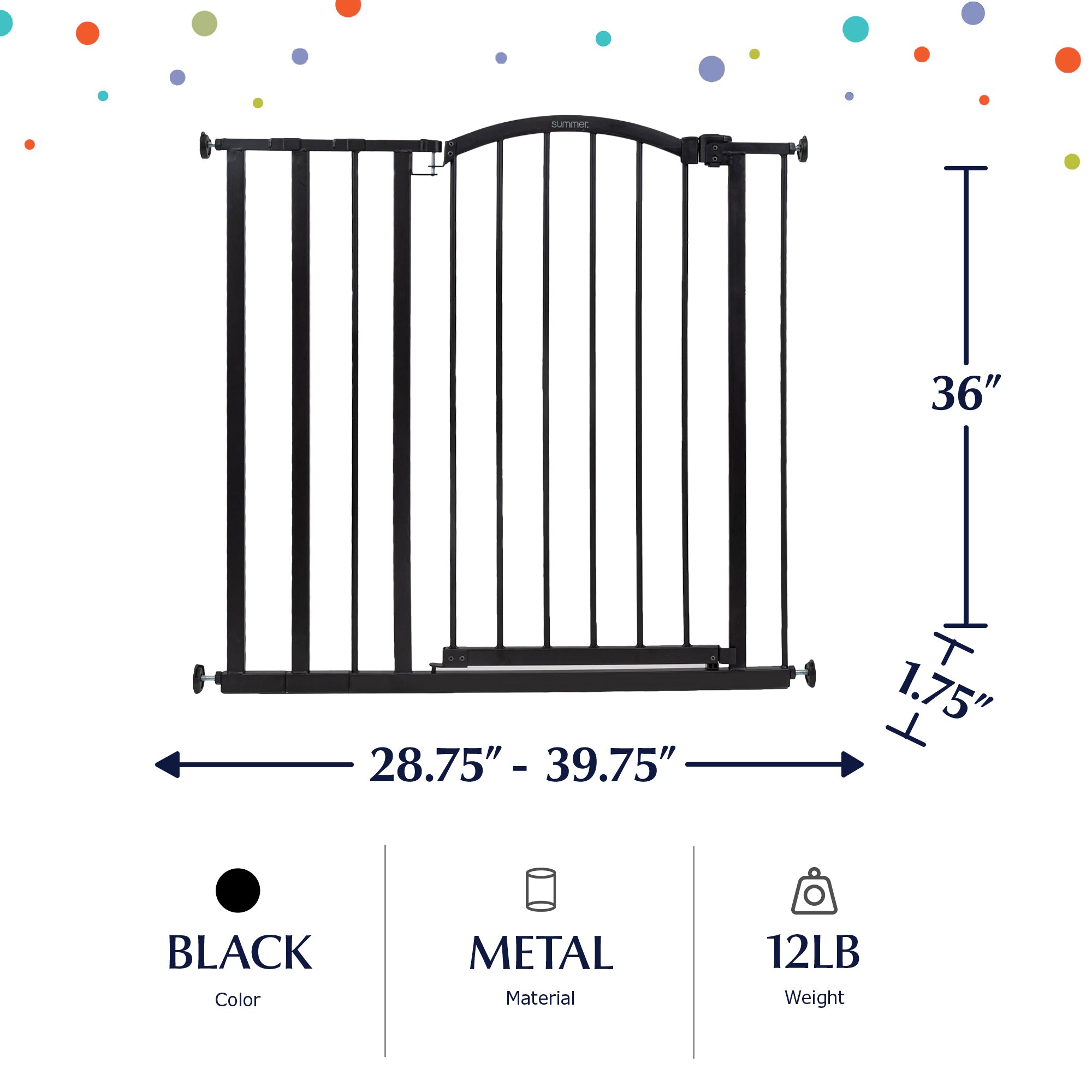 Summer Infant 36 Inch Extra Tall Summer Decorative Pet and Baby Gate, Black - VMInnovations