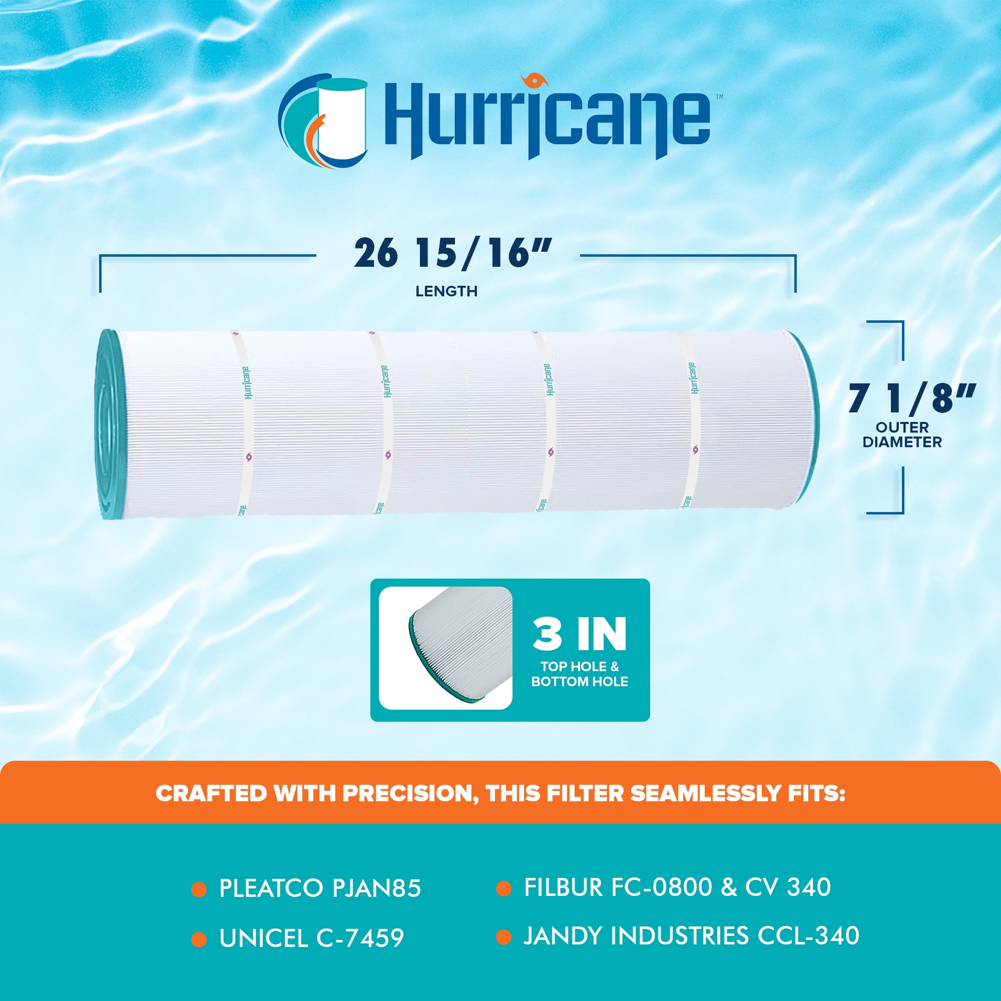 Hurricane Pool Filter Cartridge for PJAN85, C-7459, FC-0800 (4 Pack) (Open Box)