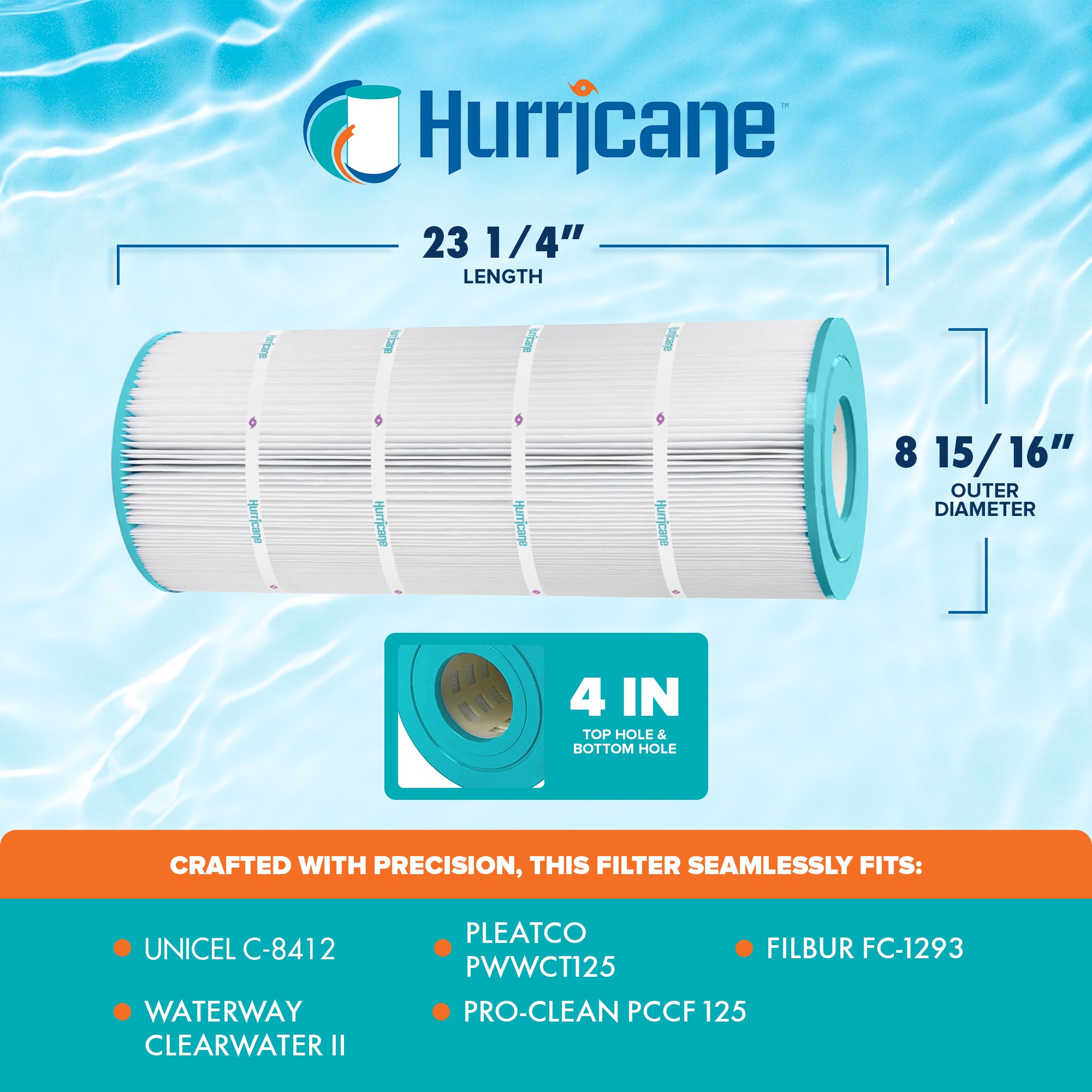Hurricane Replacement Spa Filter Cartridge Pleatco PA175 & Unicel C-8417 (Used)