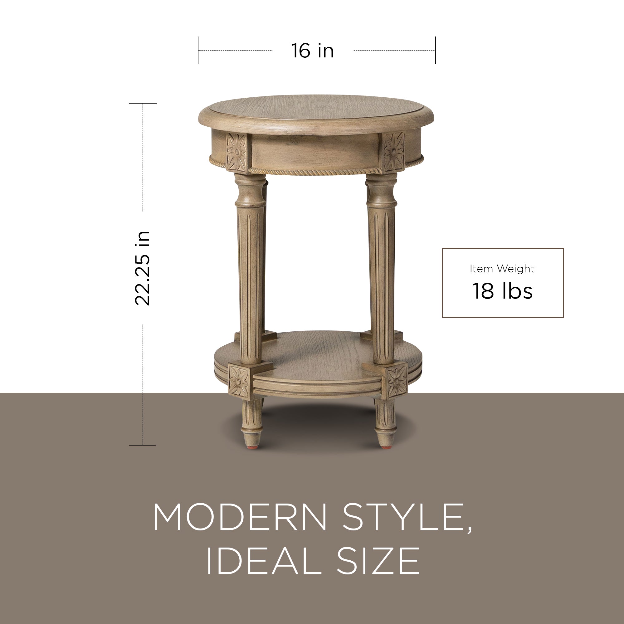 Maven Lane Traditional Round Wooden Side Table in Antiqued Grey Finish (Used) - VMInnovations