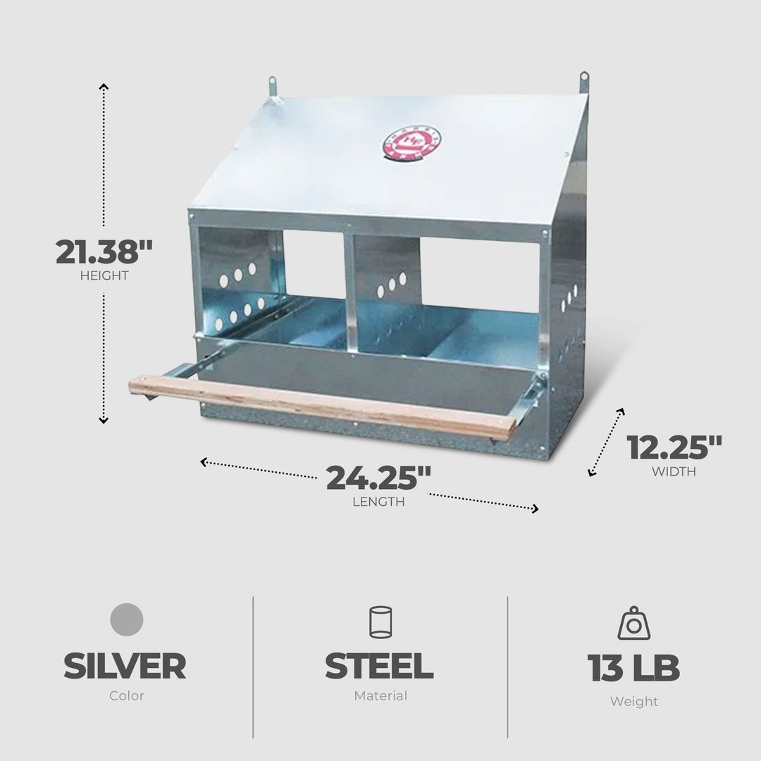 Harris Farms 2 Hole Chicken Nesting Box w/ Front and Back Panels & Folded Edges - VMInnovations