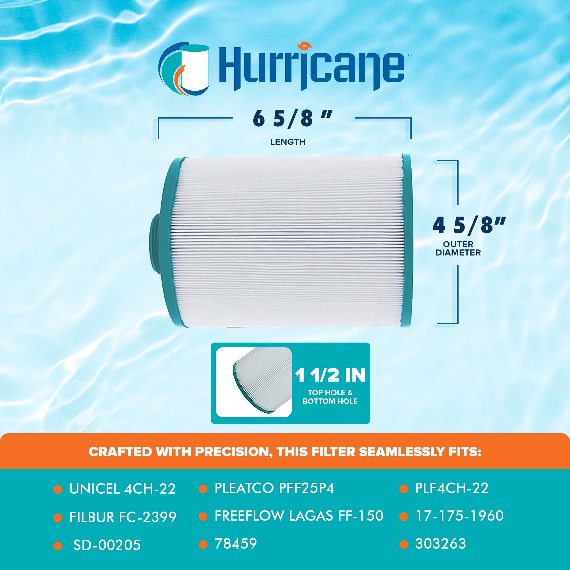 Hurricane Filters HF4H22-01 Advanced Spa Filter Cartridge Replacement for PFF25P4, Unicel 4CH-22, Filbur FC-2399, and Other Compatible Models