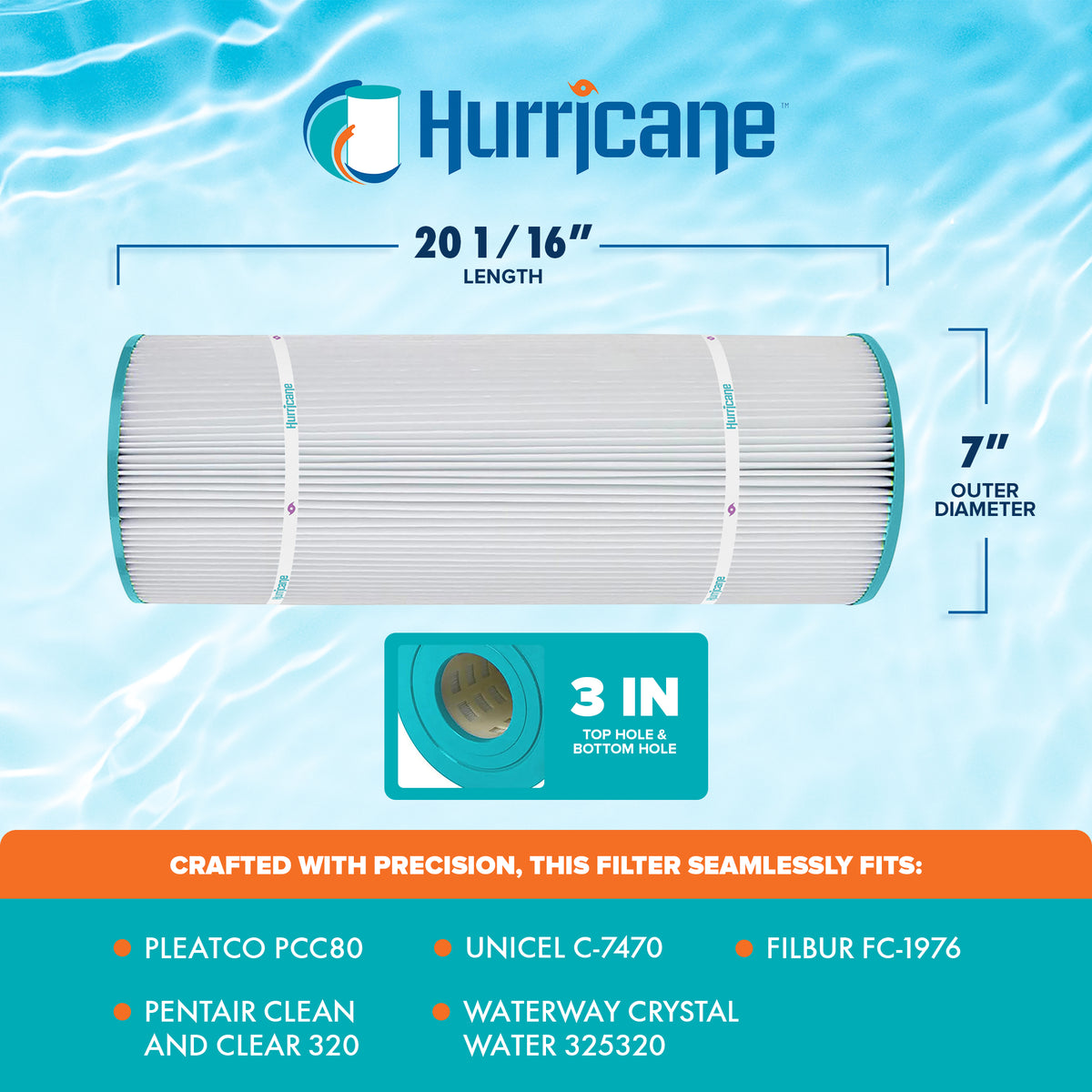 Hurricane 8 Pack HF7470-04 Advanced Pool and Spa Filter Cartridge Replacement