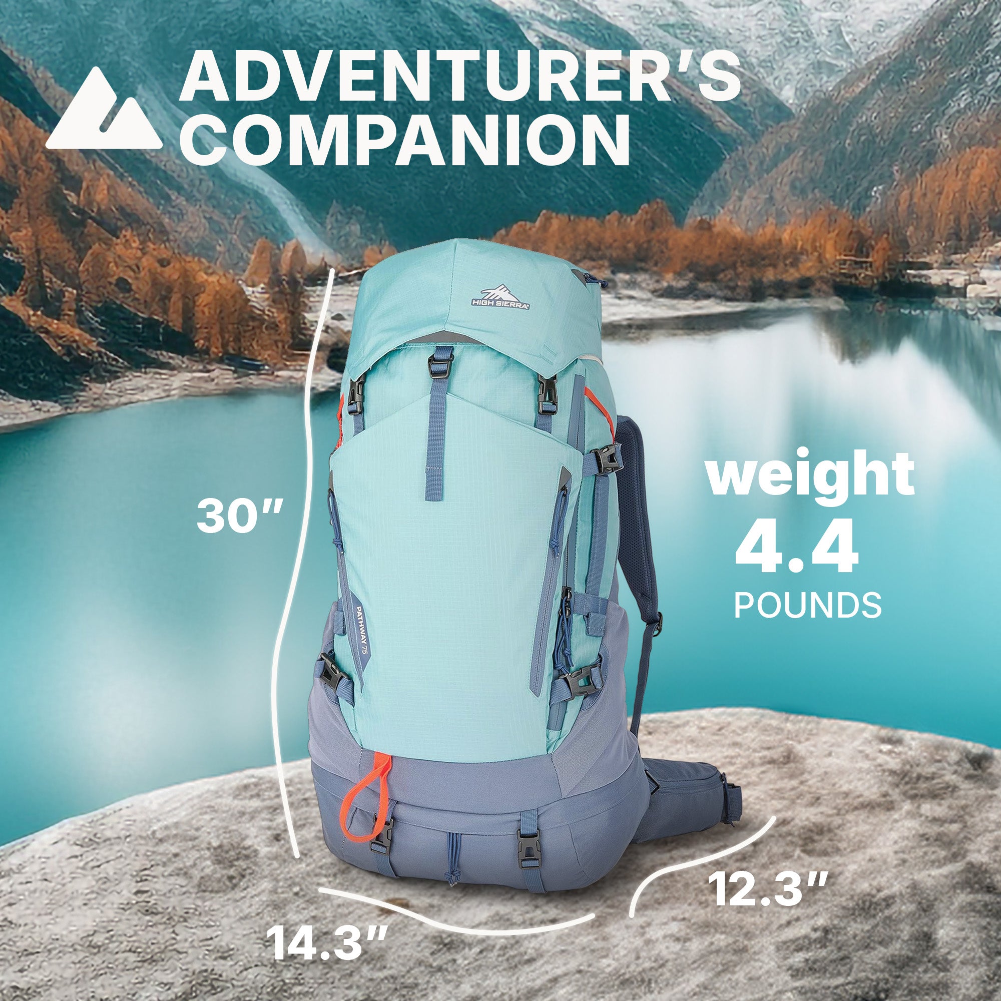 High Sierra 75L Pathway 2.0 Backpack w/Hydration Storage , Arctic Blue (Used) - VMInnovations
