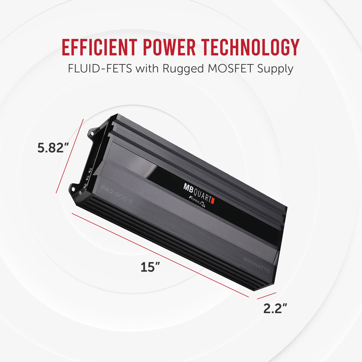 MB Quart Formula 900 Watt 5 Channel Car Audio Mobile Amplifier, FA2-900.5, Black