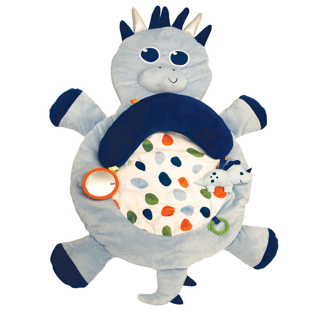 Little Tikes 3 in 1 Infant Tummy Time Plush Pillow Playmat, Blue Dino (2 Pack) - VMInnovations