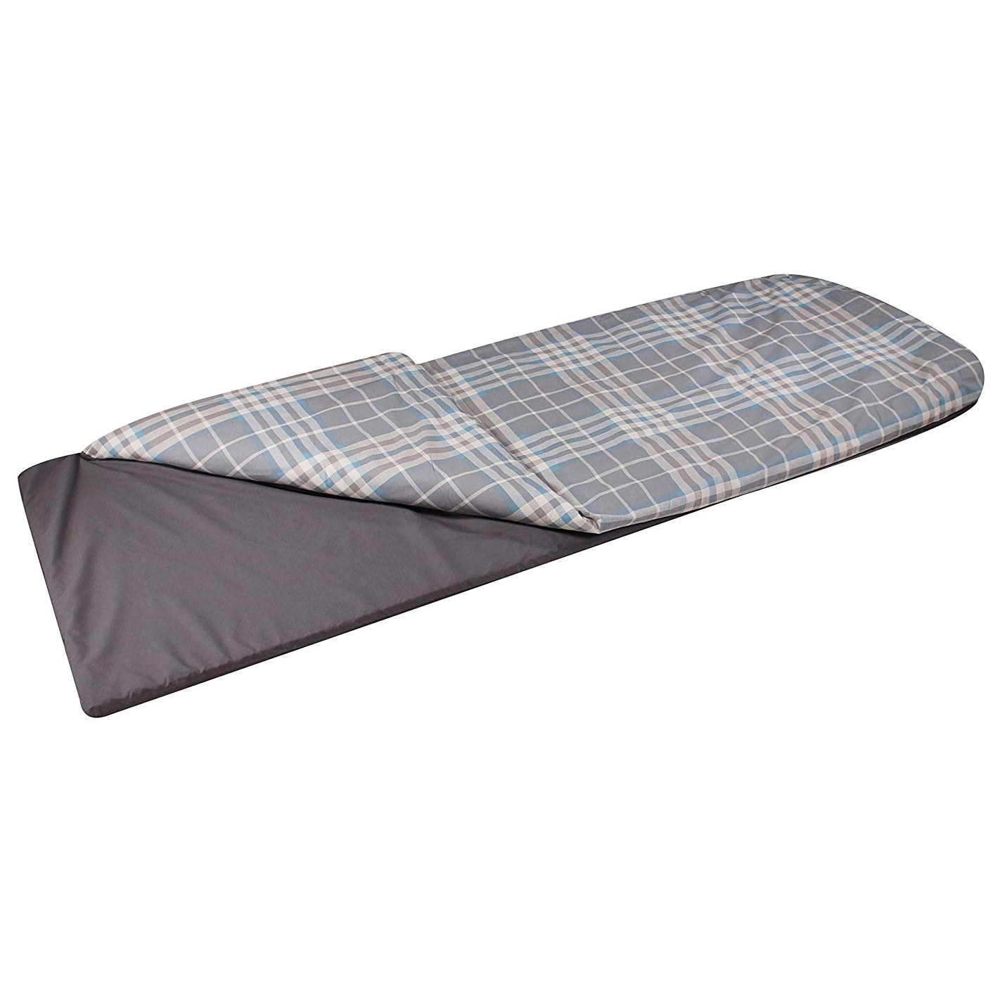 Disc-O-Bed Duvalay Adult XL Memory Foam Sleep Pad/Duvet, Ocean Plaid - VMInnovations