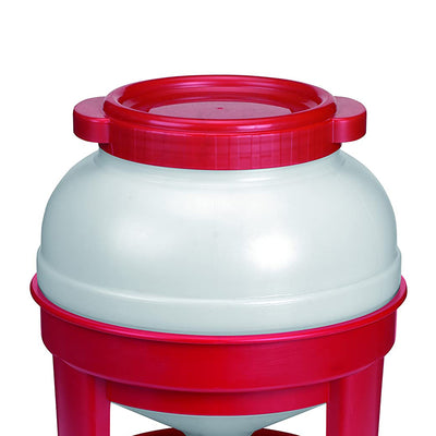 Little Giant 35 Pound Plastic Poultry Chicken Dome Feeder Dispenser w/ Lid, Red