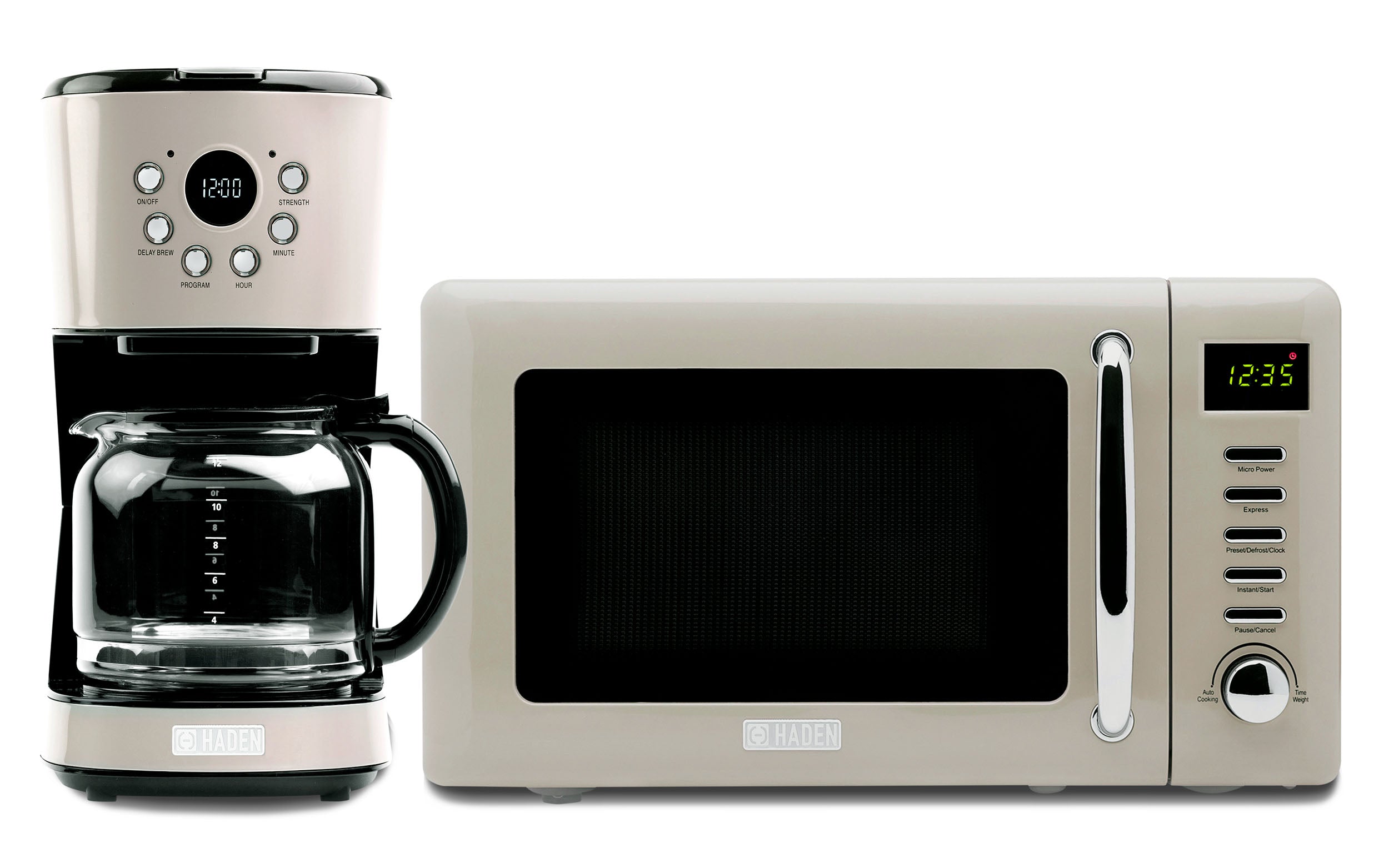 Haden Dorset 12 Cup Programmable Coffee Maker with Countertop Microwave, Putty - VMInnovations