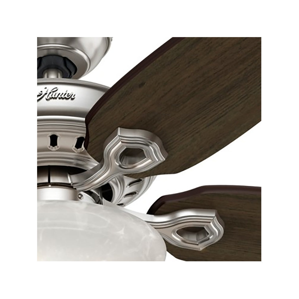 Hunter Fairhaven 52 Inch Indoor Nickel Ceiling Fan with Light Kit & Remote