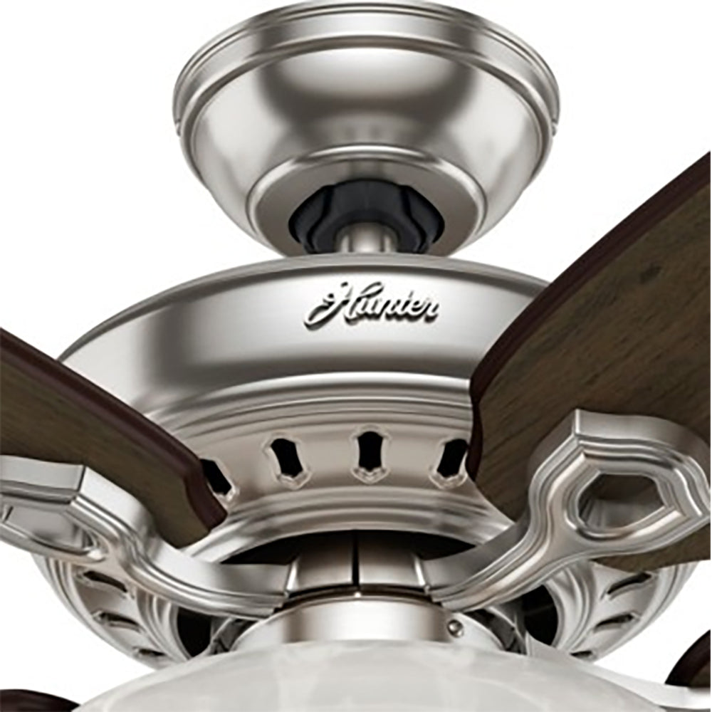 Hunter Fairhaven 52 Inch Indoor Nickel Ceiling Fan with Light Kit & Remote