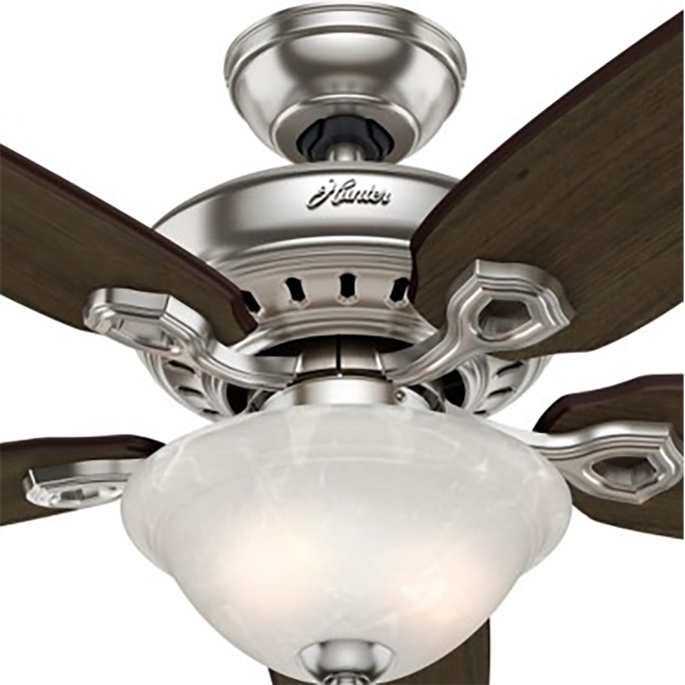 Hunter Fairhaven 52 Inch Indoor Nickel Ceiling Fan with Light Kit & Remote