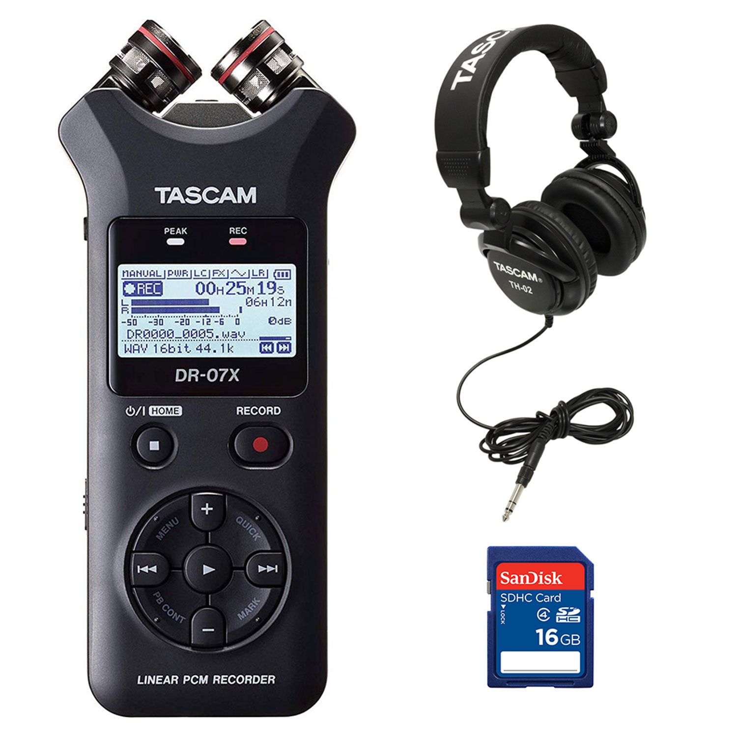 Tascam Stereo Digital Audio Recorder + Memory Card + Home & Studio Headphones - VMInnovations