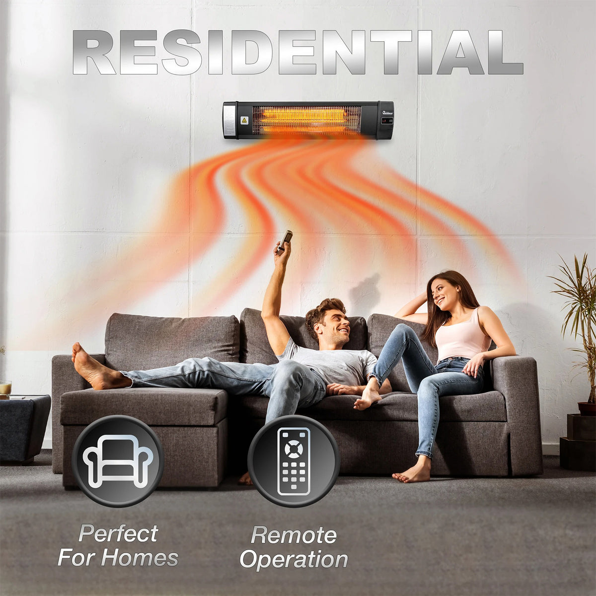 Dr. Infrared DR-238 1500W Carbon Infrared Indoor Wall or Ceiling Heater (2 Pack) - VMInnovations