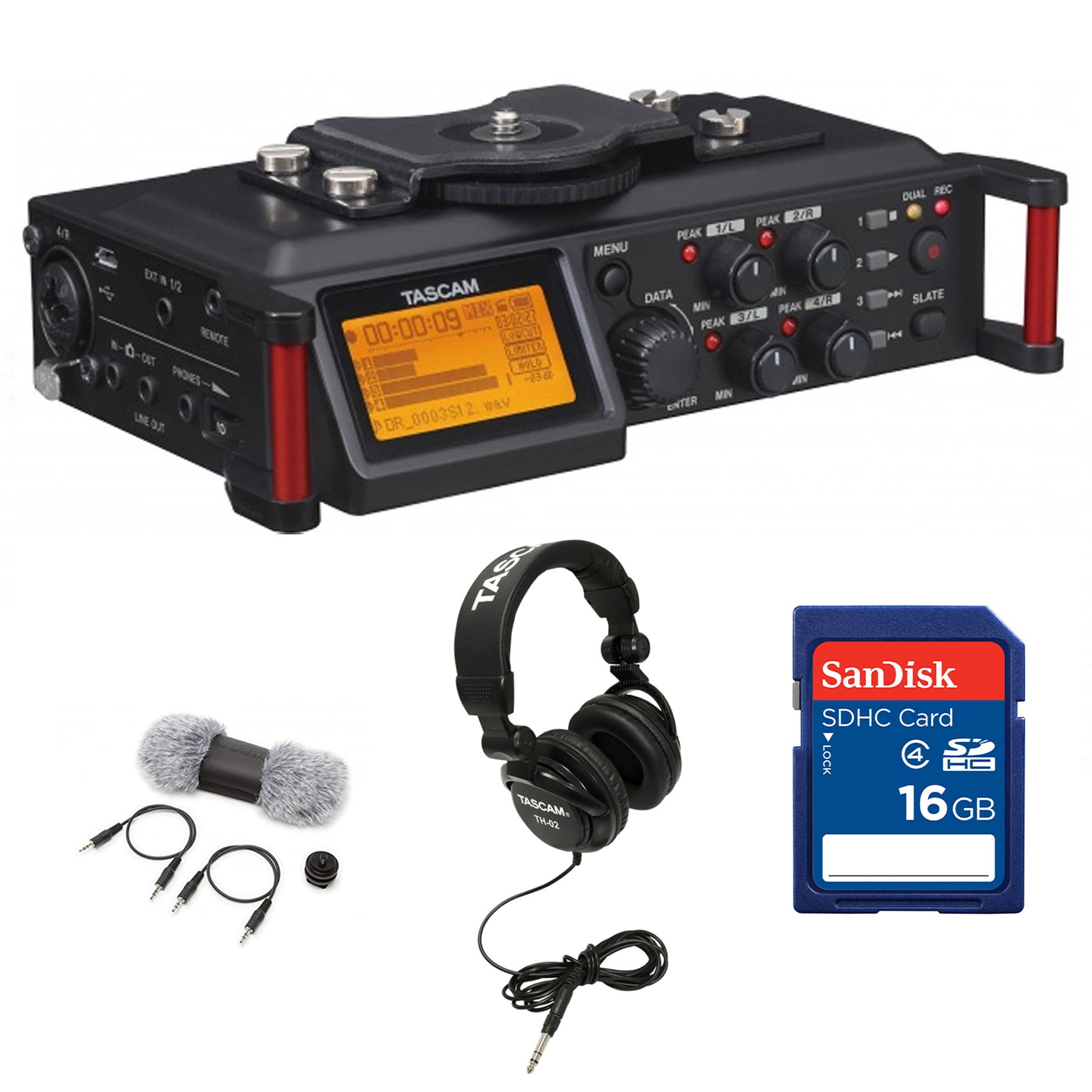 Tascam 4-track PCM Recorder + Accessory Pack + Studio Headphones + Memory Card - VMInnovations